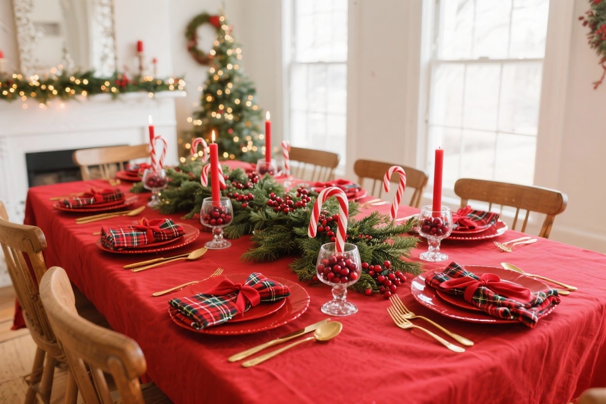 Christmas Table Setting With Redchristmas Table Setting With Red Photos That Looks Elegant As Your Home Ideas