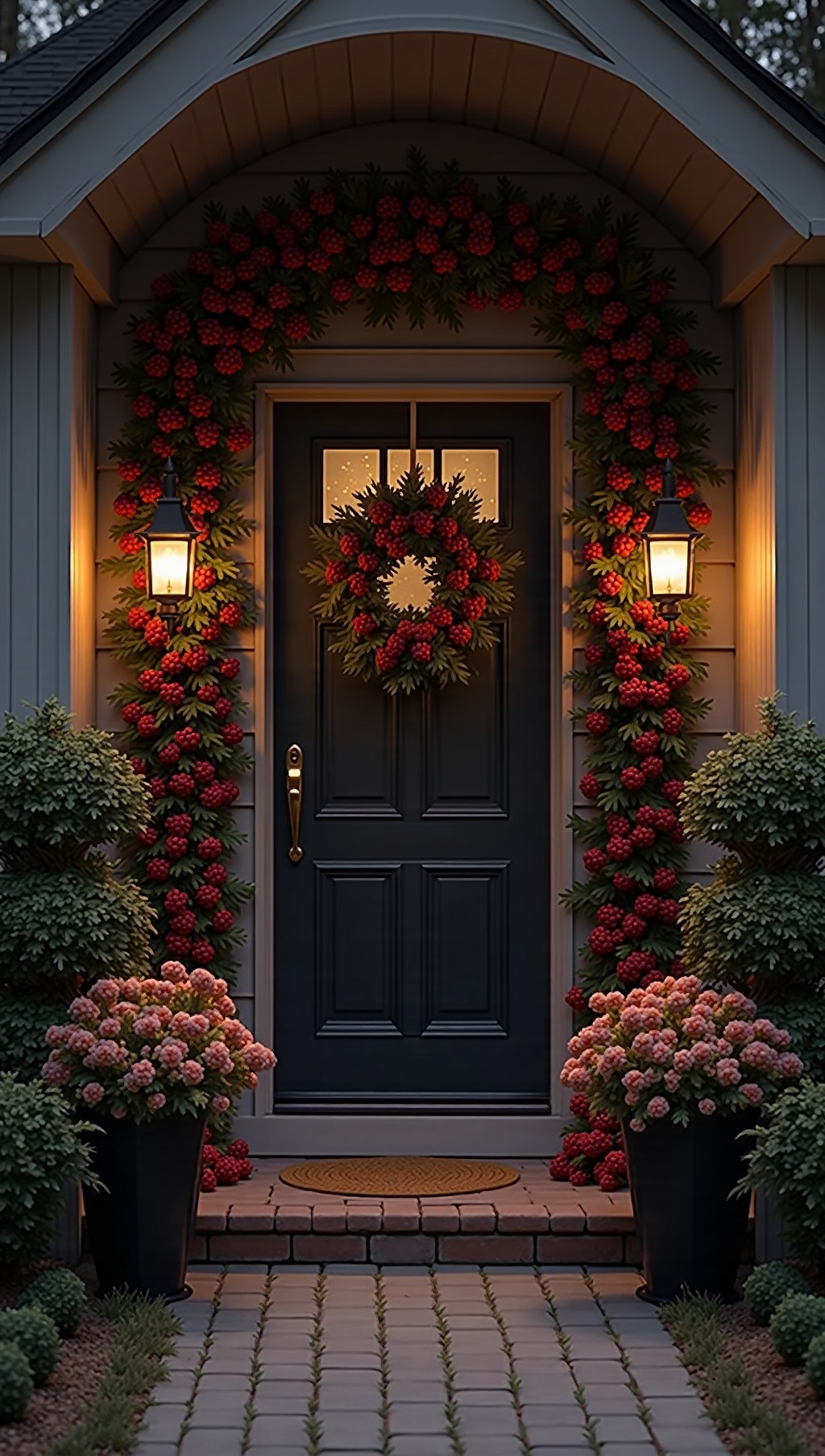 Full garland matching the wreath and planters