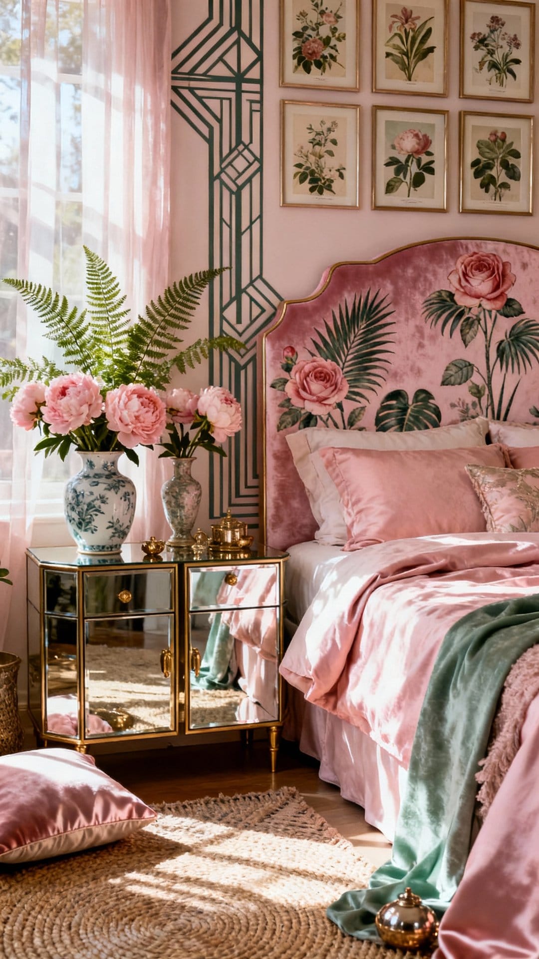 Art-Deco Rose with Palm Motifs