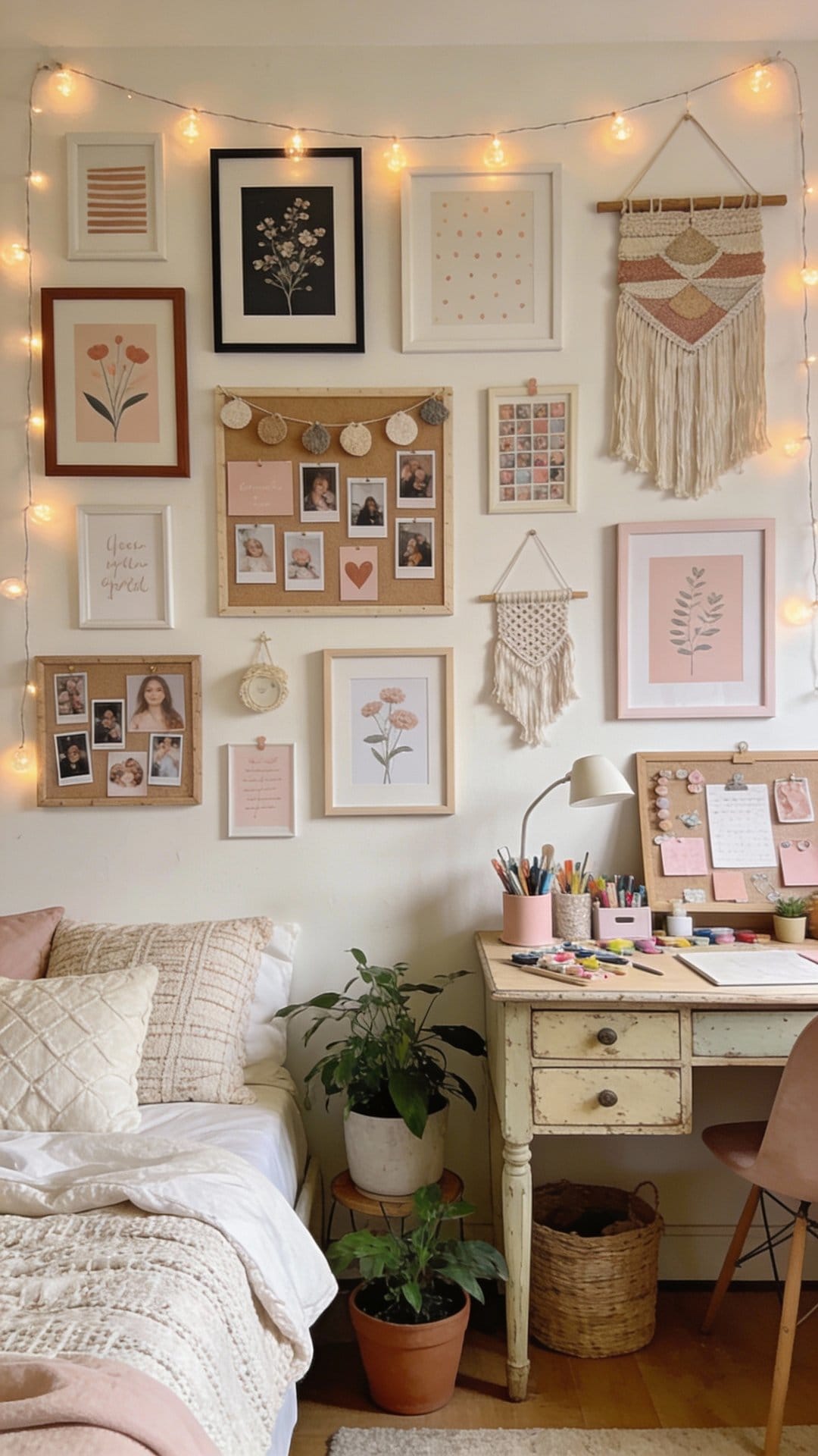 Artsy Studio Bedroom With DIY Gallery Wall