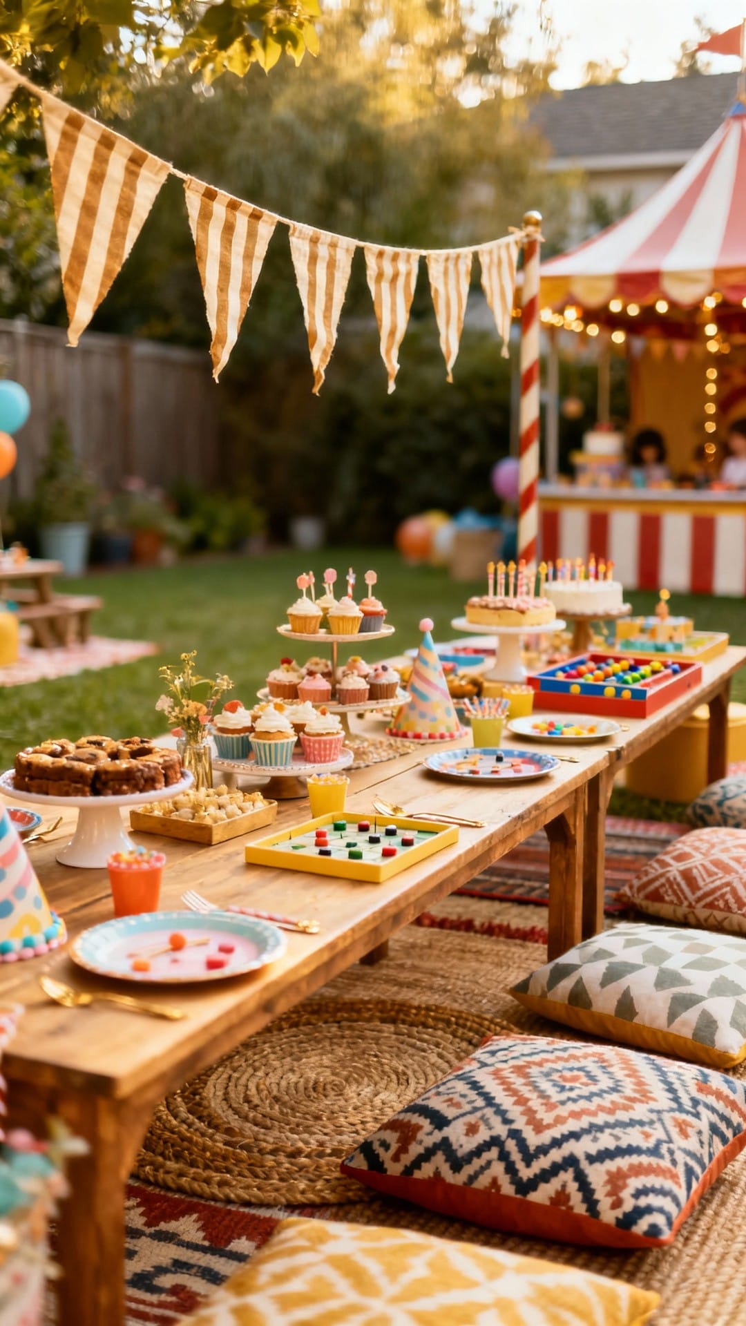 Backyard Carnival Row With Vintage Stripes