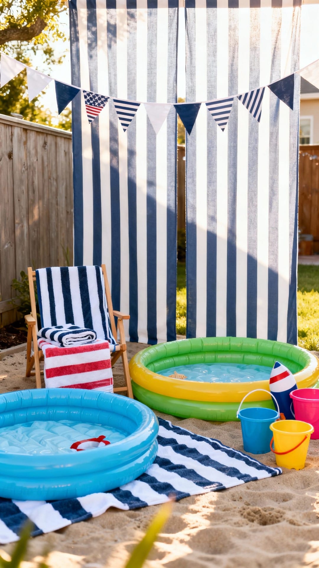 Beach Day Backyard With Nautical Stripes