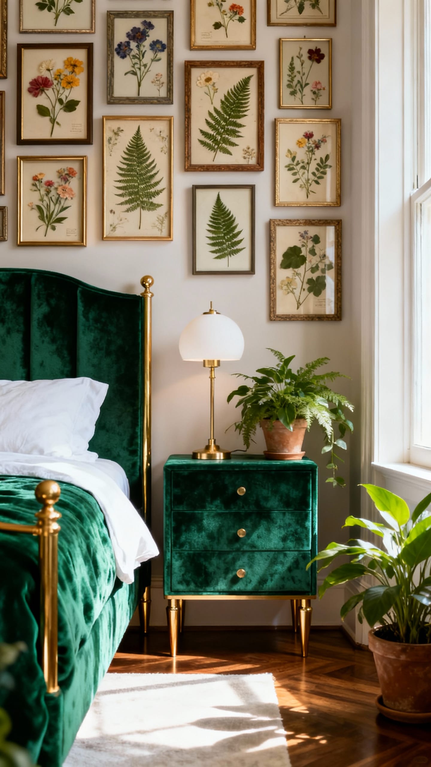 Botanical Art Deco With Emerald and Brass