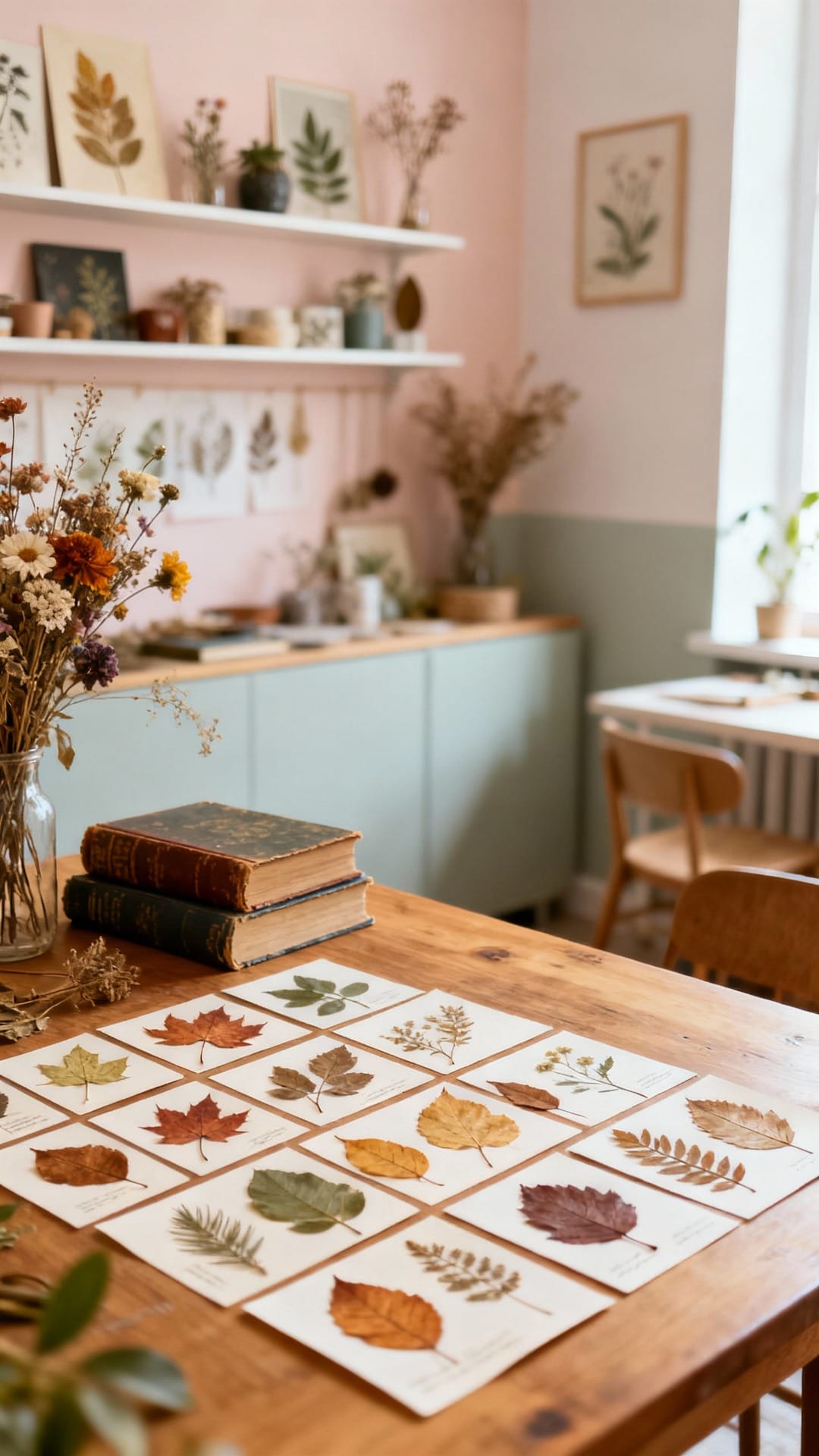 Botanical Study Sanctuary With Pressed Leaves