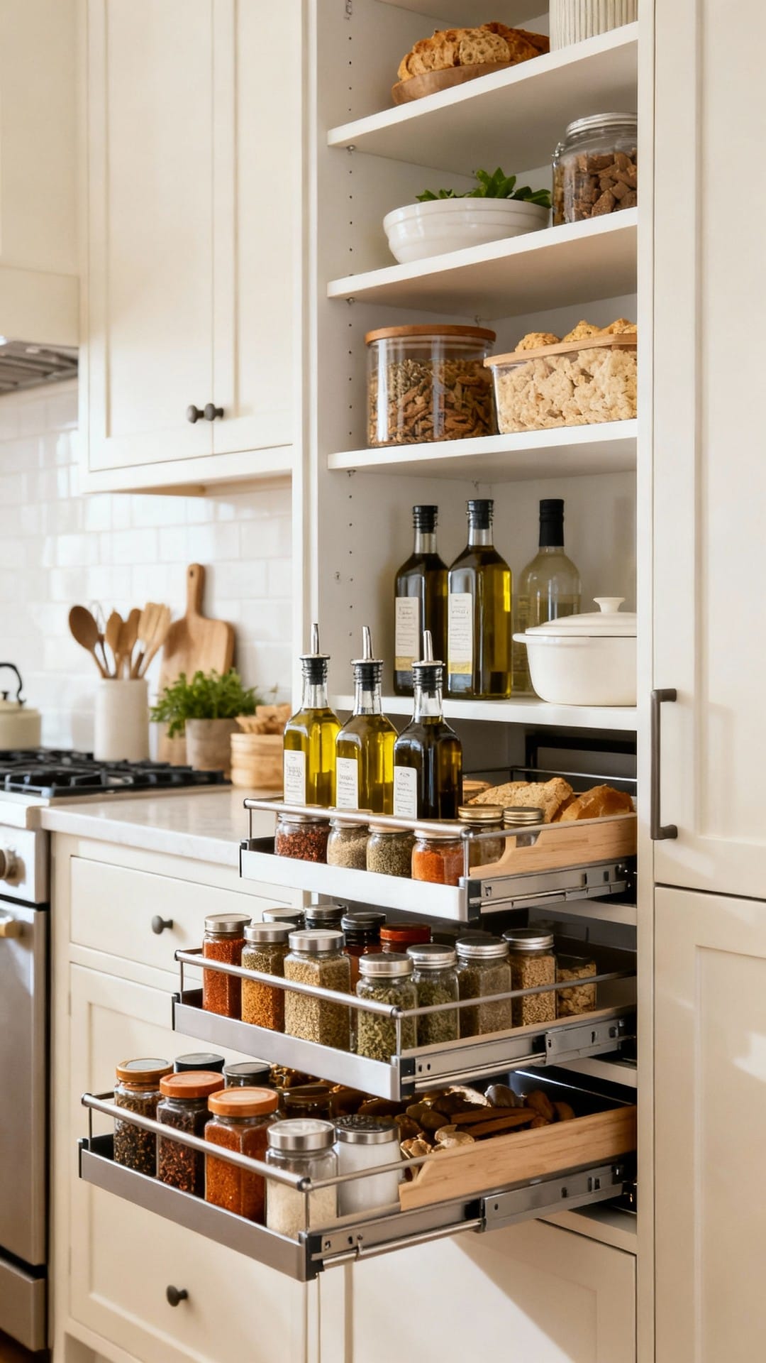 Chef’s Line Kitchen with Spice-and-Oil Pullout Trio