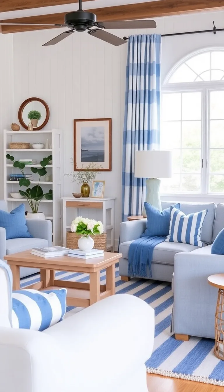 Coastal Cottage Calm With Blue-and-White Stripes