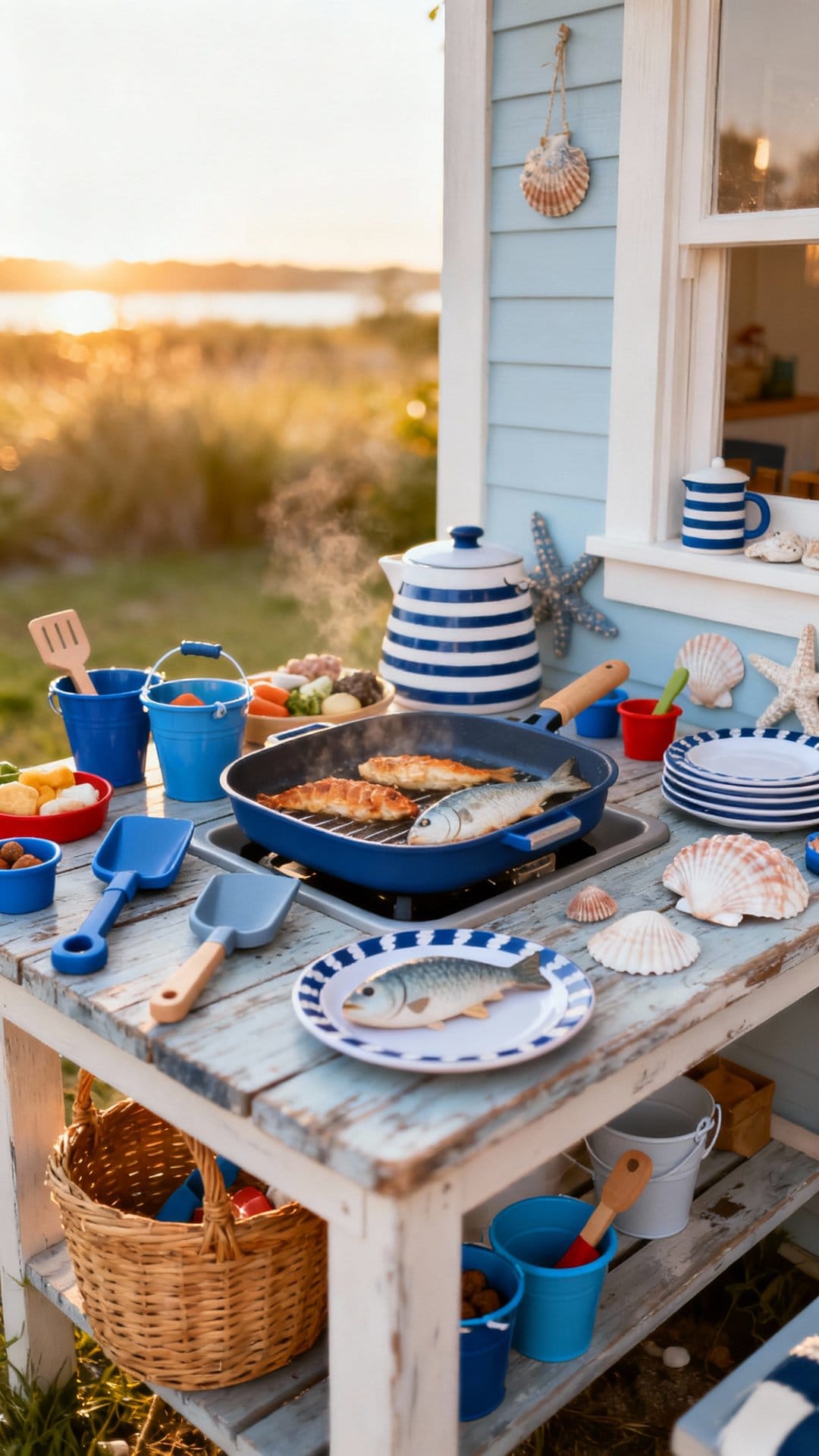 Coastal Cottage Fish Fry With Nautical Blue