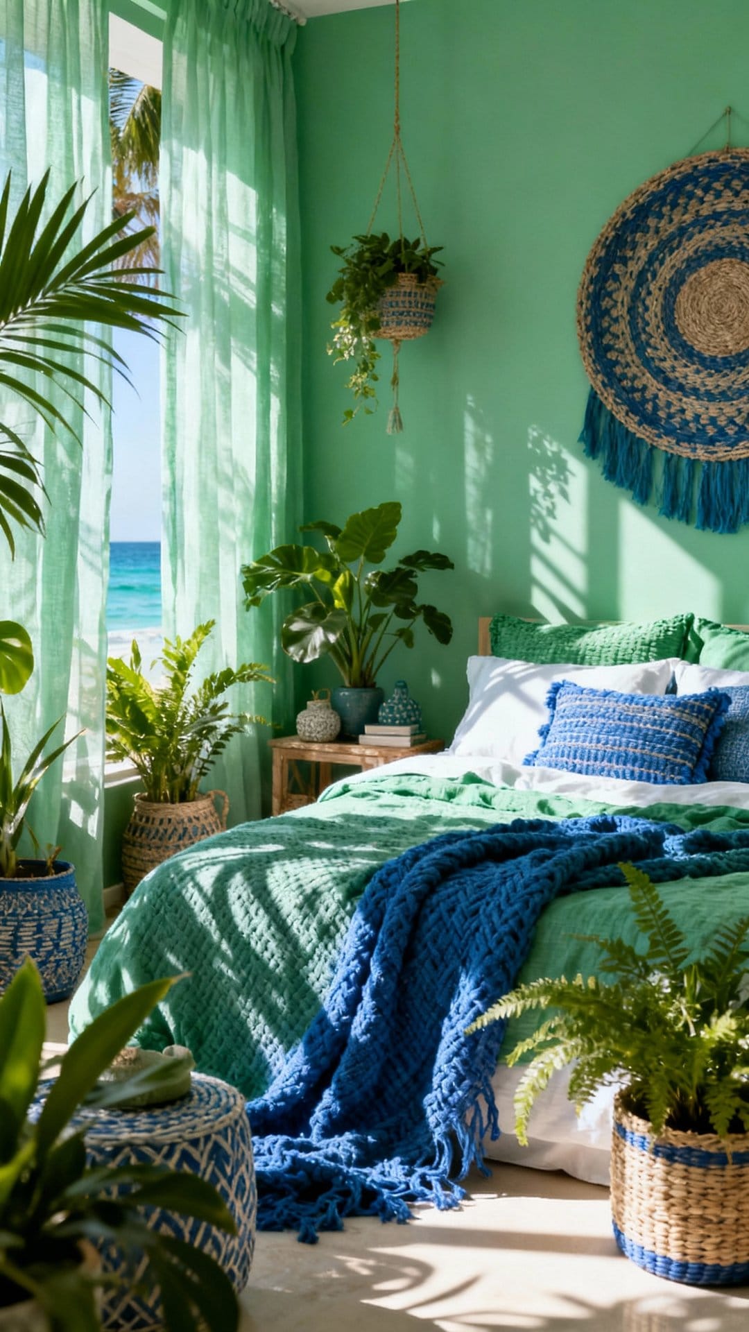 Coastal Green With Woven Blues