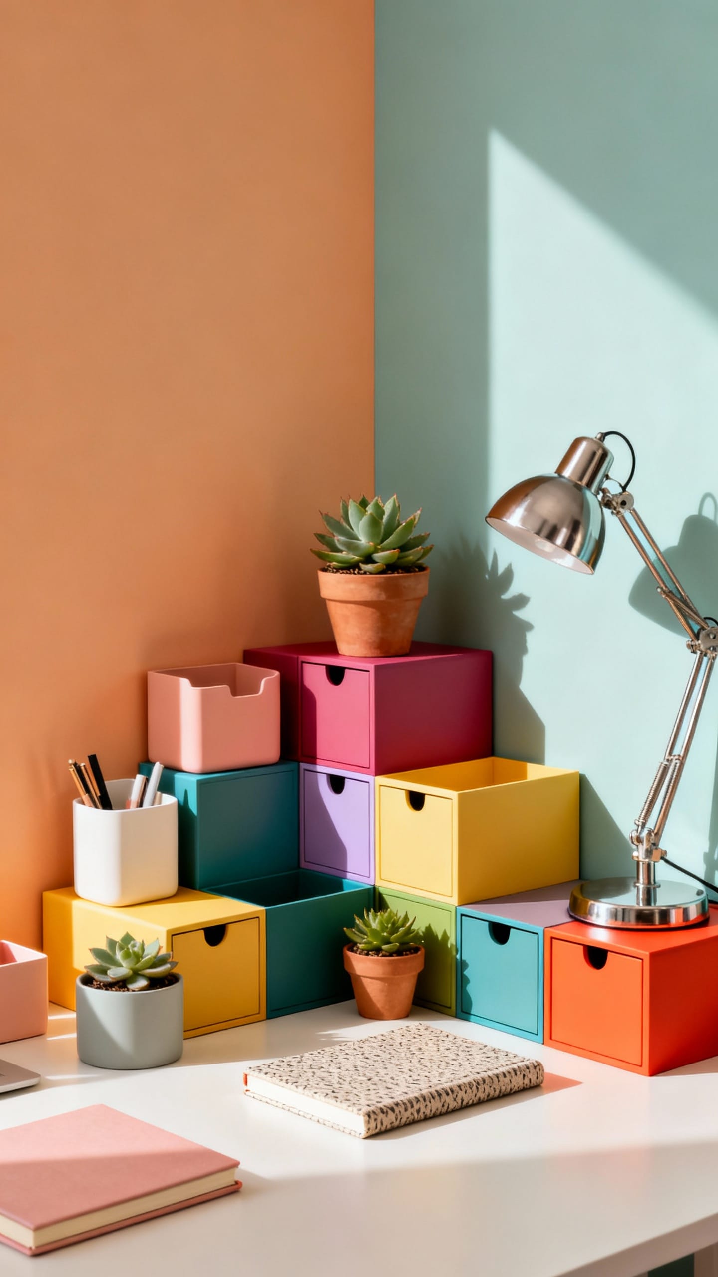 Color-Blocked Creative Corner with Modular Storage