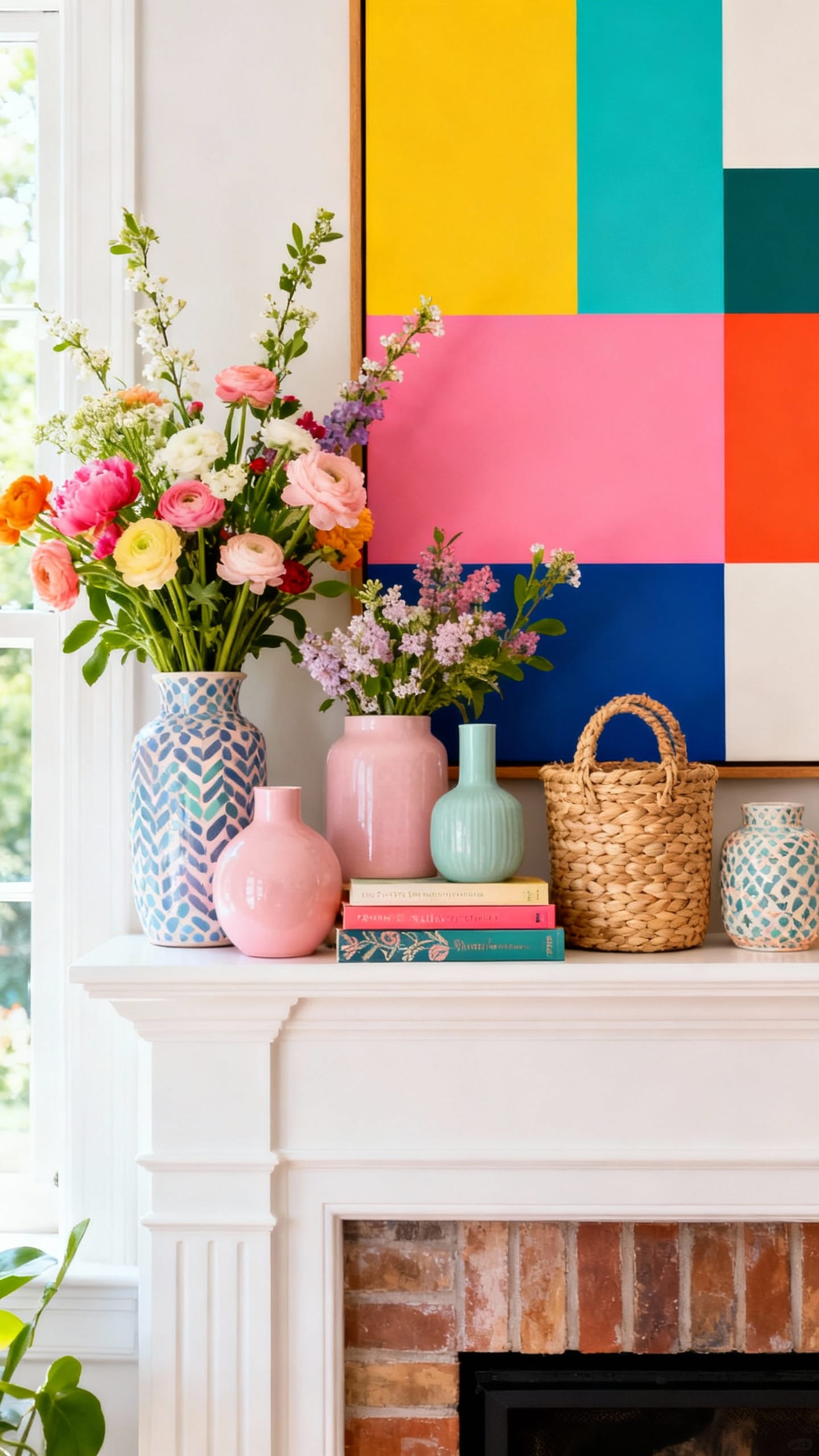 Color-Blocked Pop Art Mantel