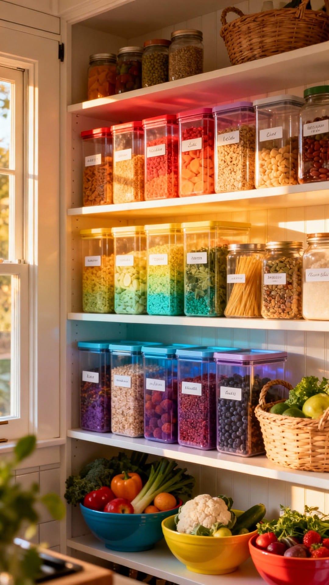 Color-Pop Pantry With Rainbow Categorizing