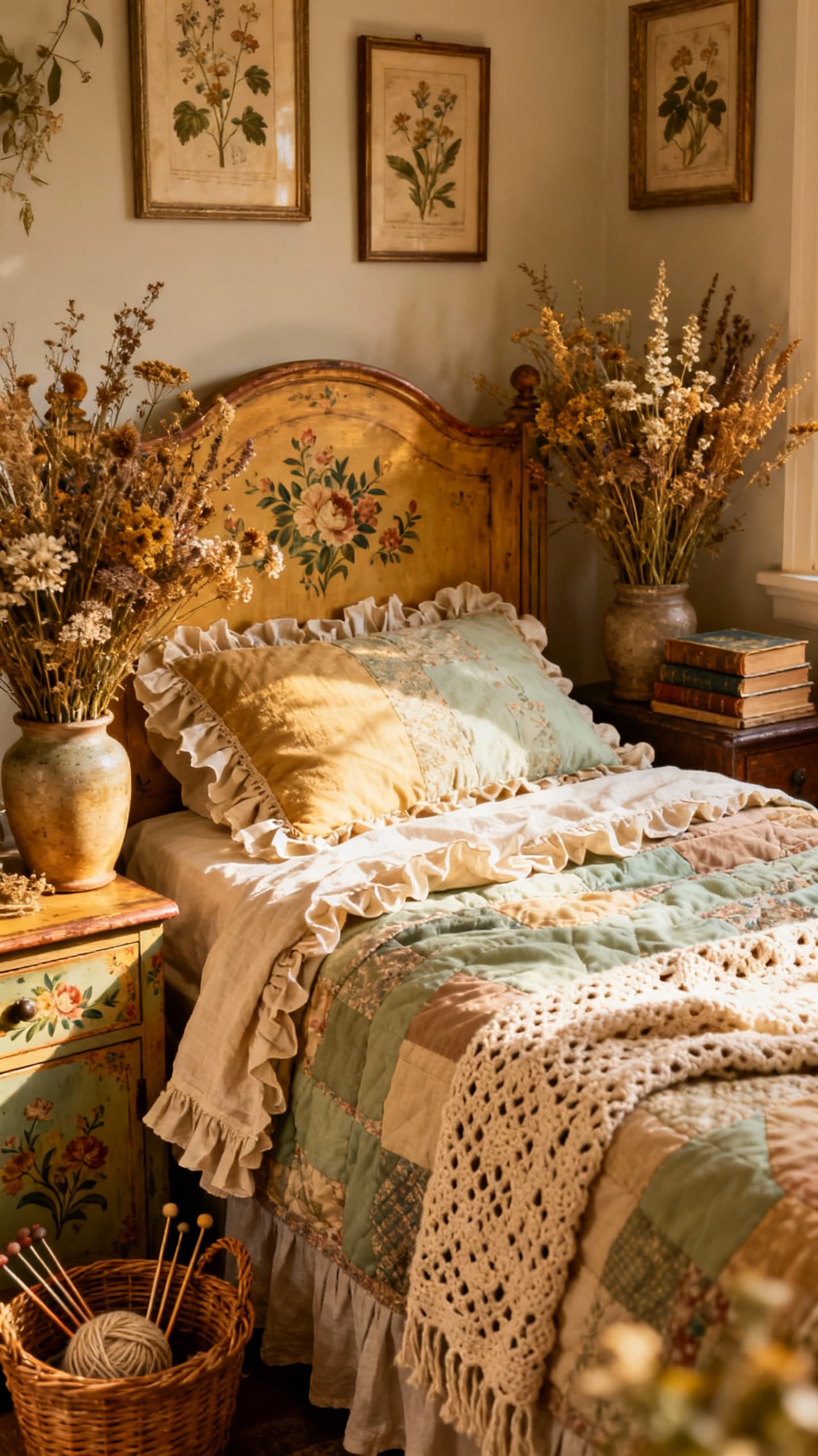 Cottagecore Florals With Quilts and Painted Furniture