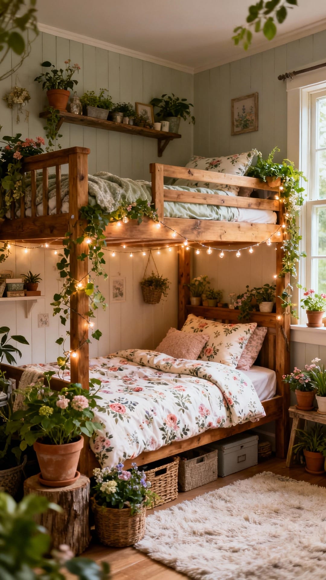 Cottagecore Loft Bed With Garden Accents