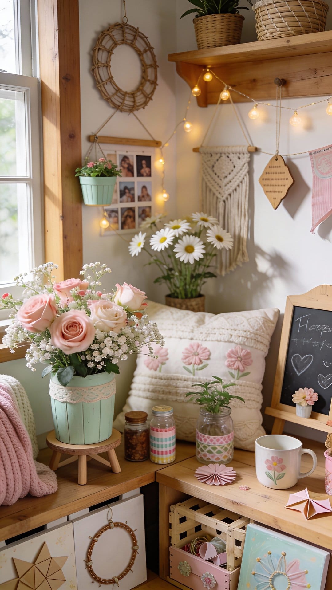 Cottagecore Nook With Florals and Wood