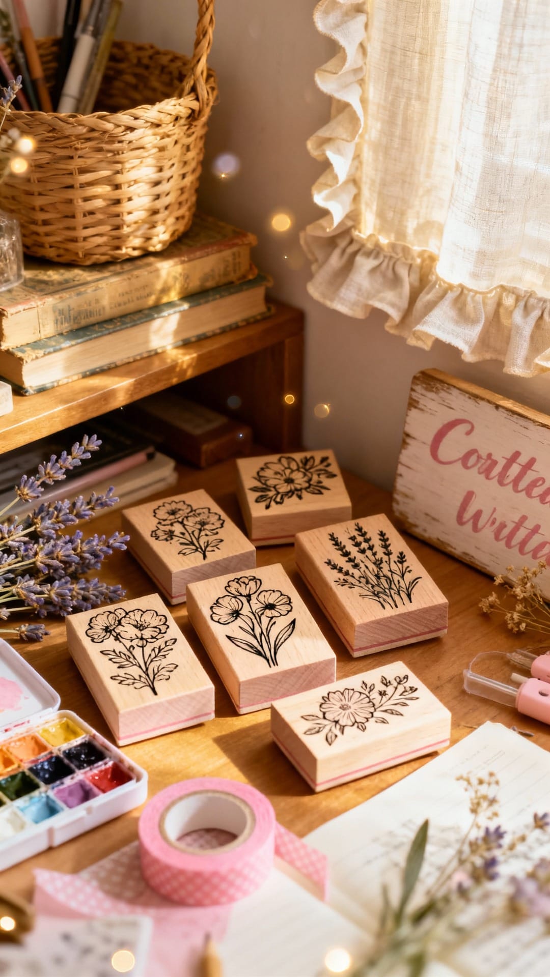 Cottagecore Writer’s Nook With Floral Stamps