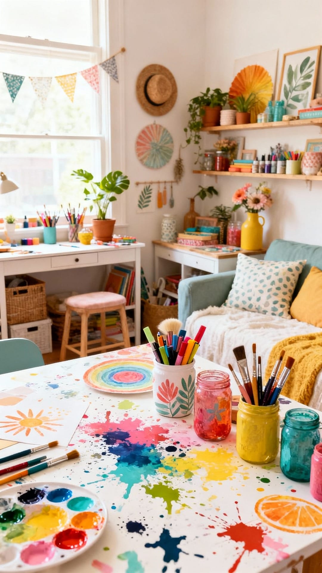 Crafty Upcycled Studio With Paint-Splatter Energy