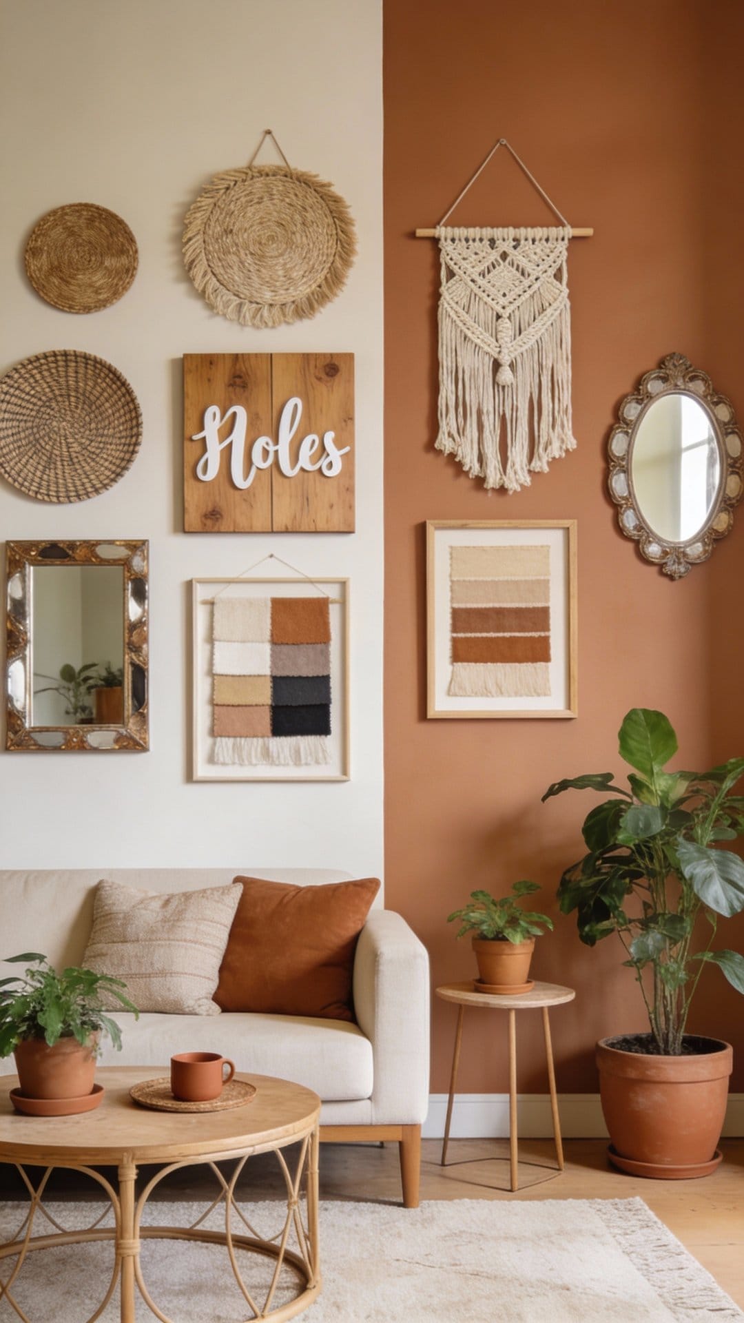 Desert Modern Living Room With Clay Color-Blocking