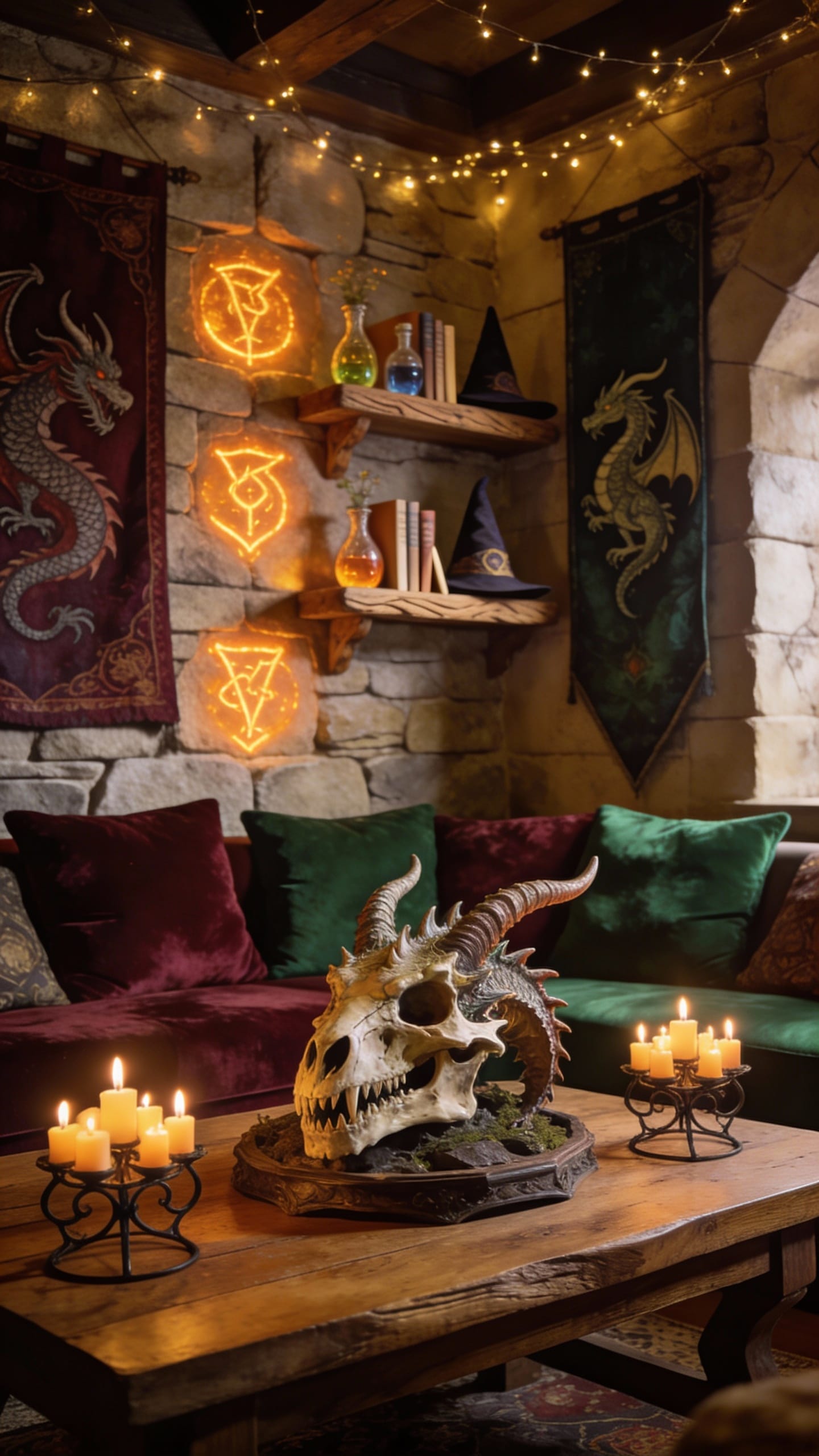 Dragon’s Lair Living Room With Ember Glow Lighting