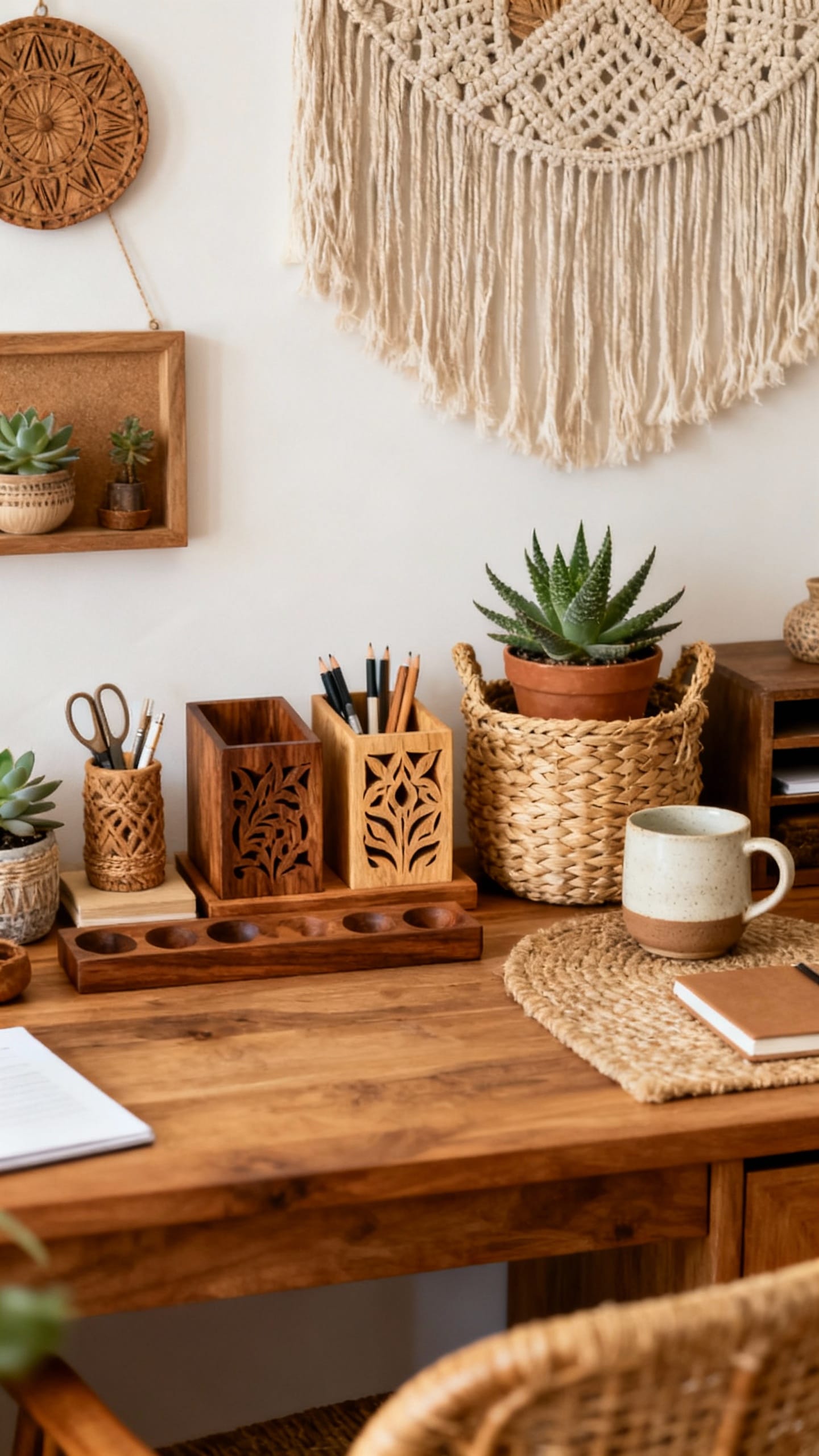 Earthy Artisan Studio with Handcrafted Accents