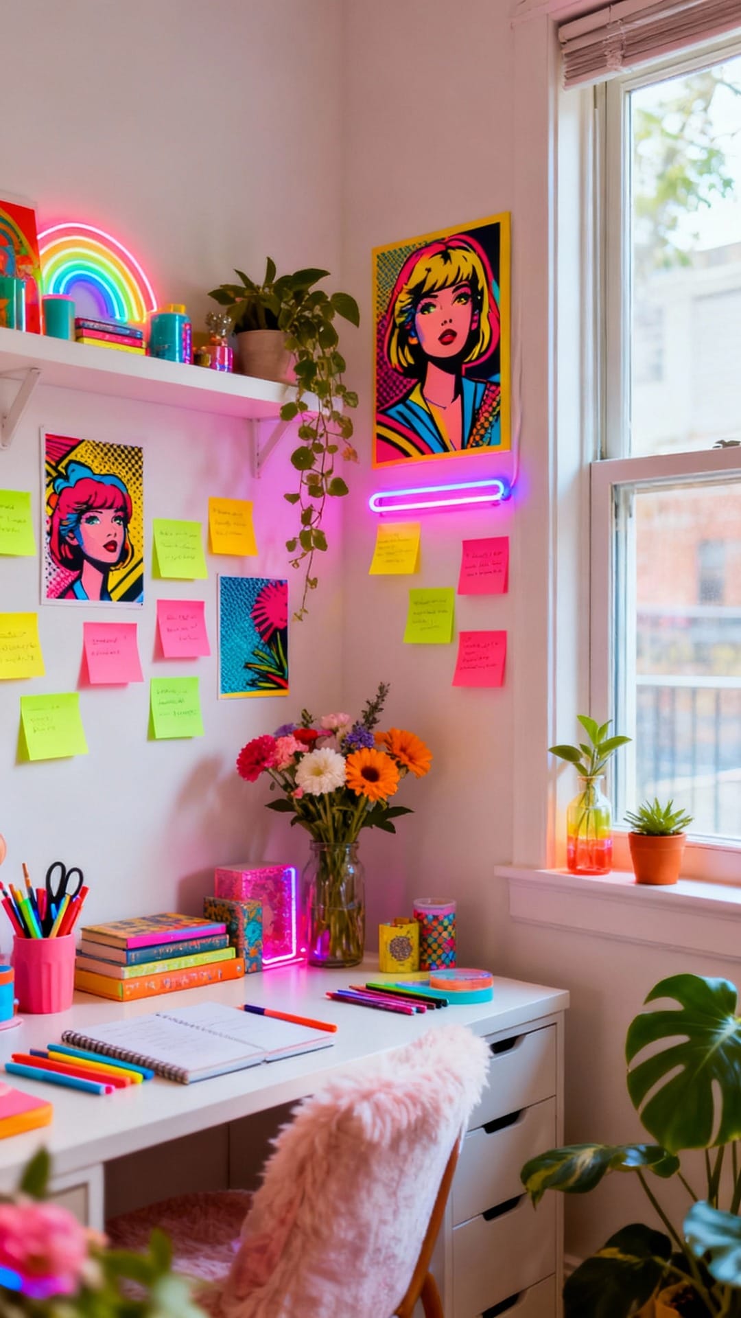 Electric Pop Art Loft With Neon Notes