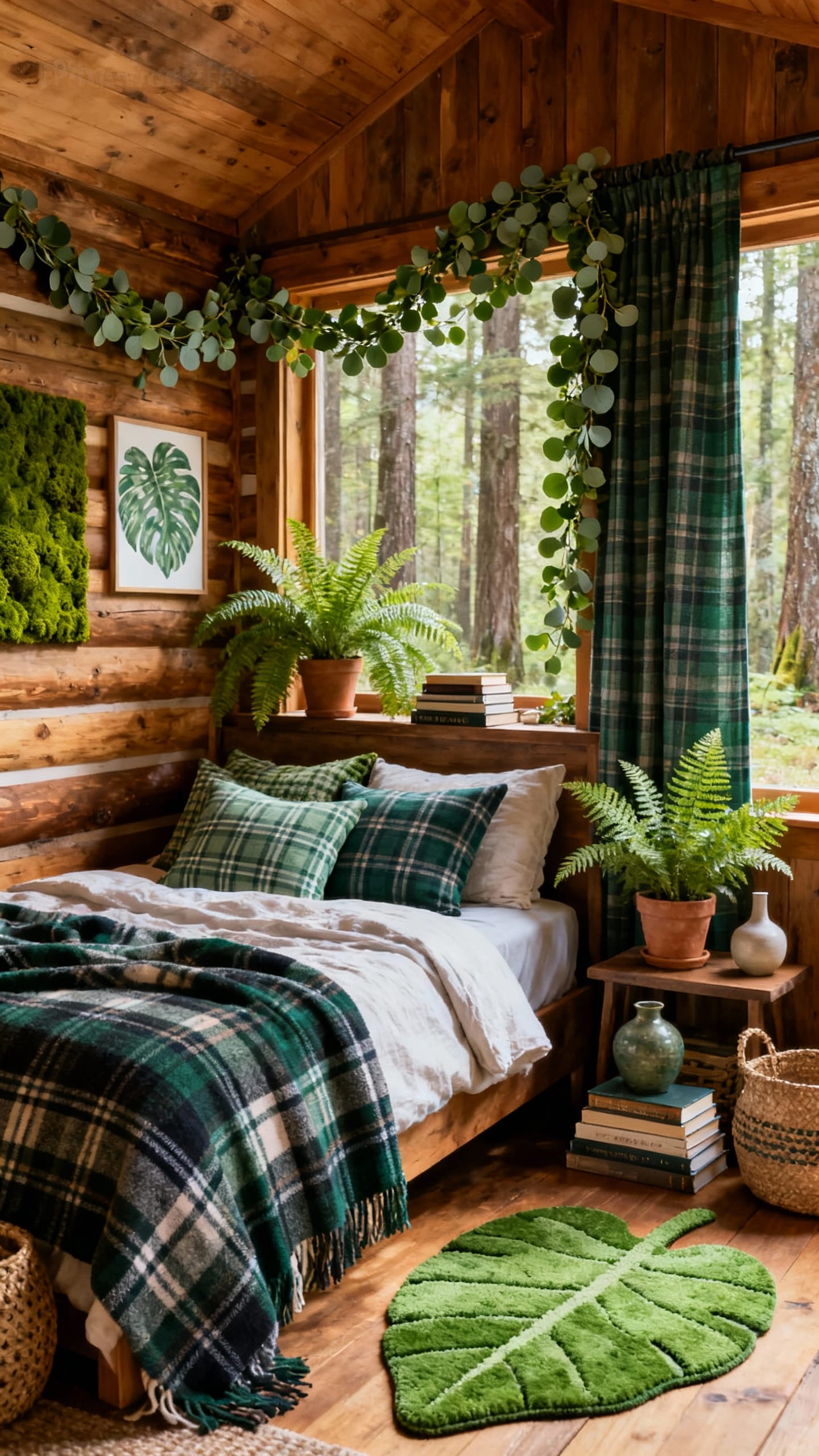 Forest Cabin With Plaid Layers