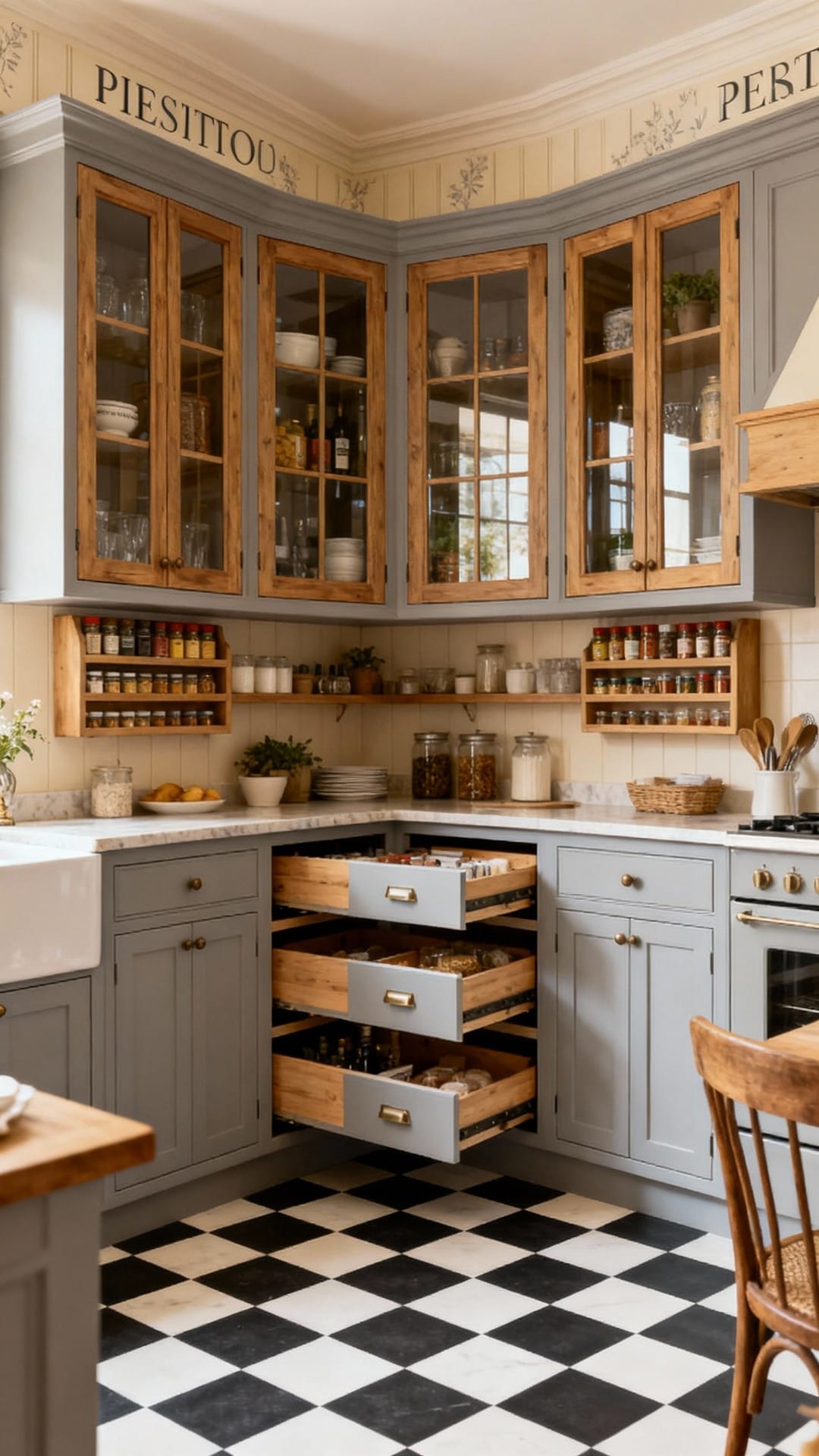 French Bistro Corner With Checkerboard Charm