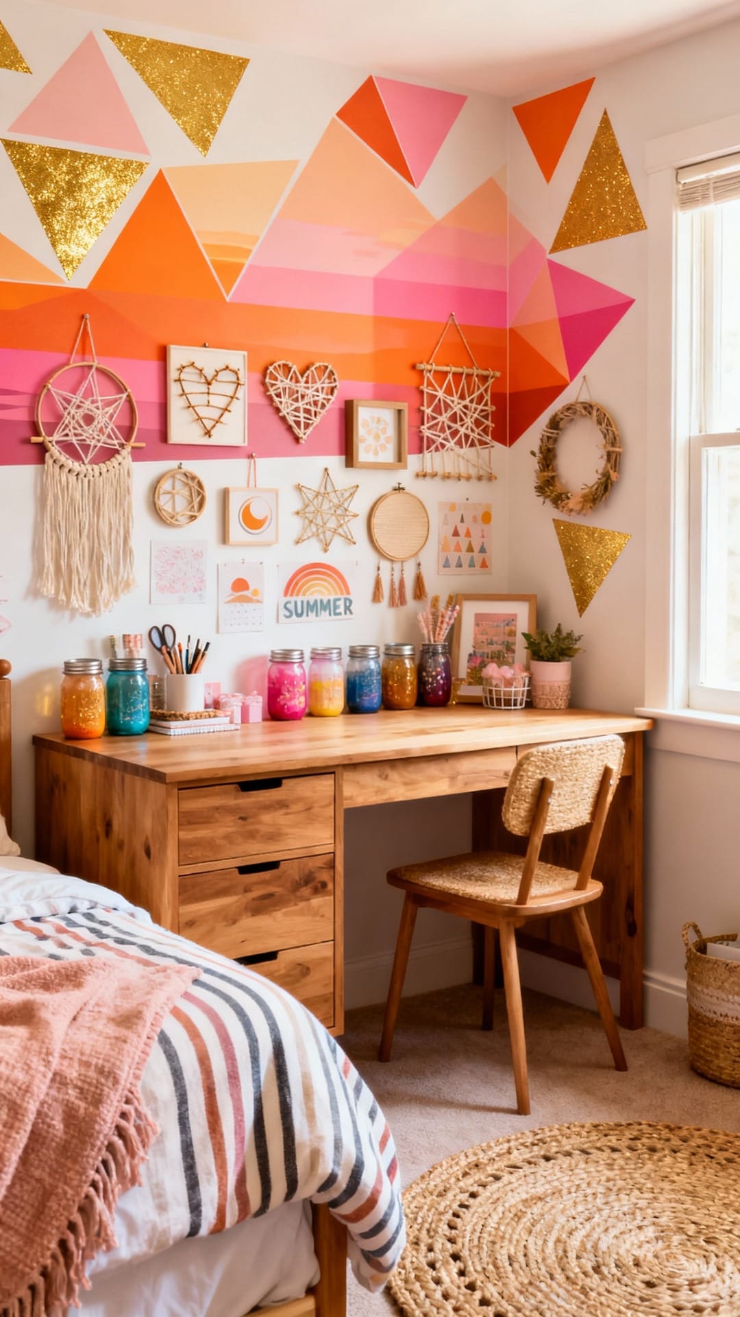 Geo Sunset Dorm-Style With Peel-and-Stick Shapes