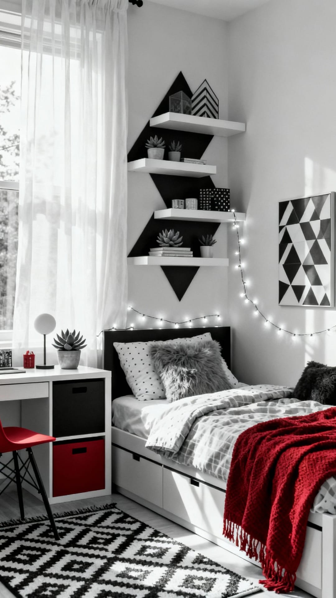 Graphic Black-and-White With One Bold Color