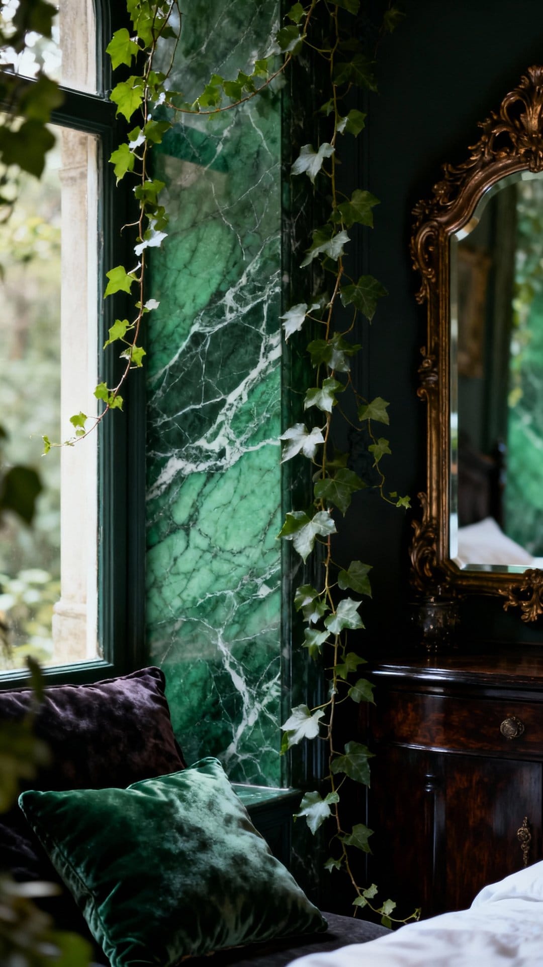 Green Marble and Ivy Elegance