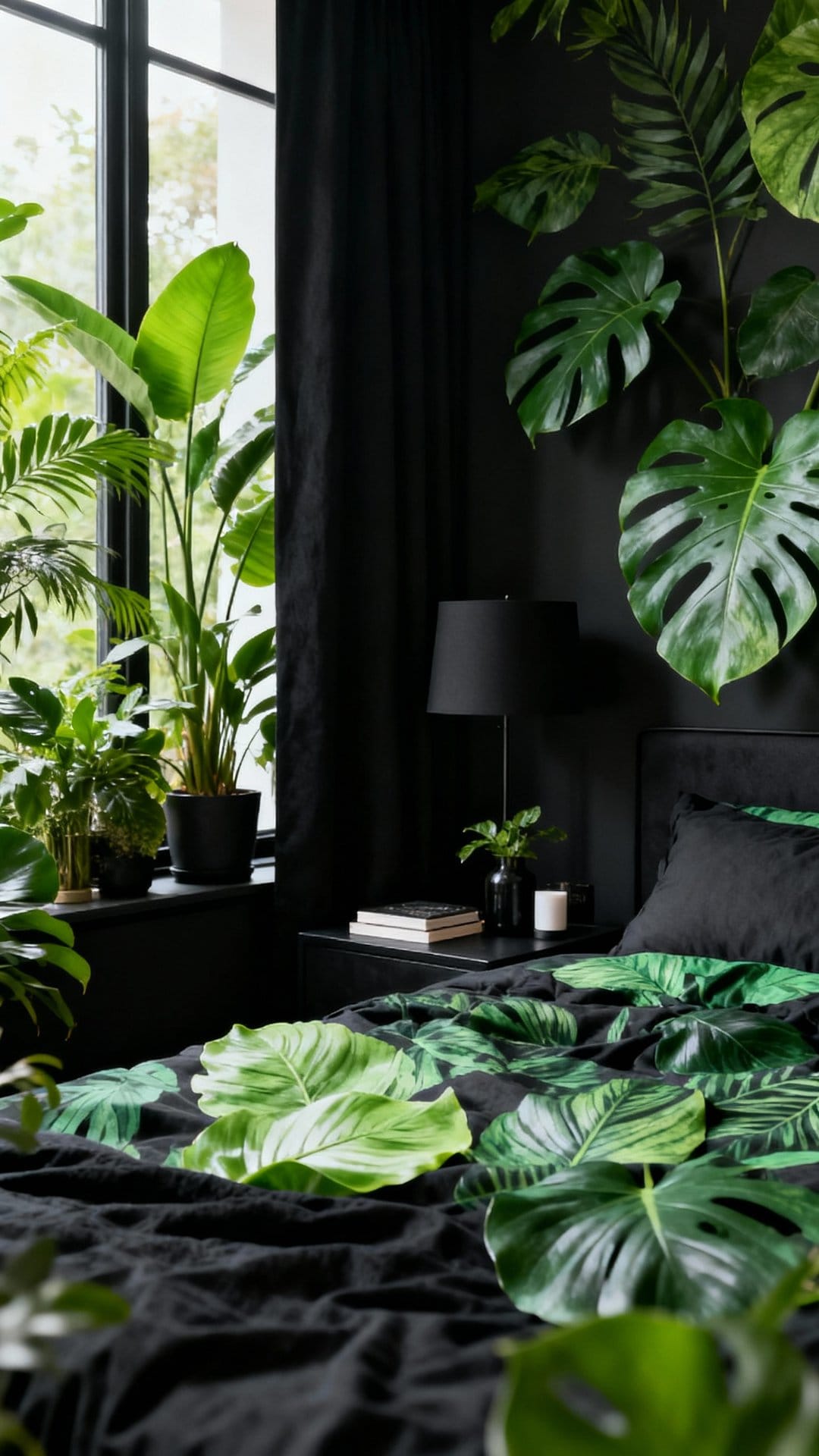 High-Contrast Black and Leafy Green