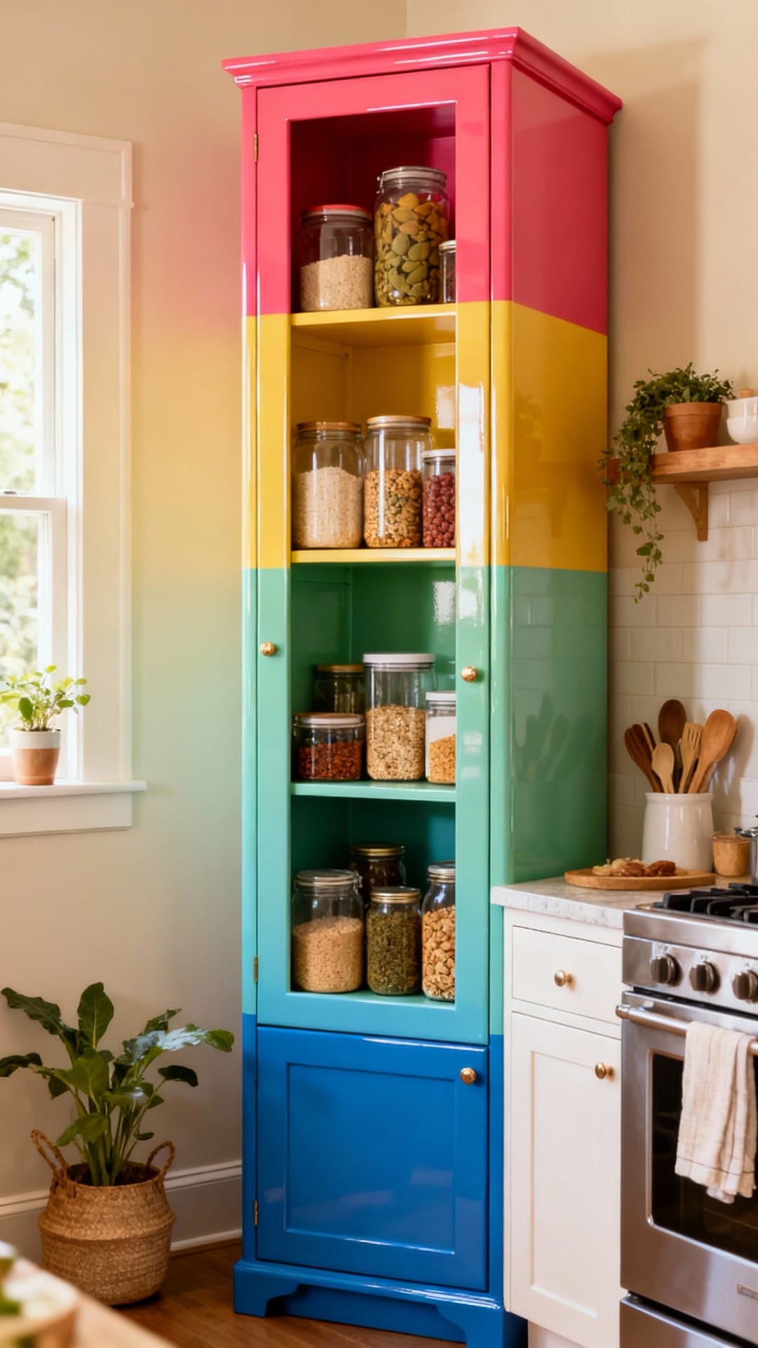 High-Gloss Color Pop Pantry Tower