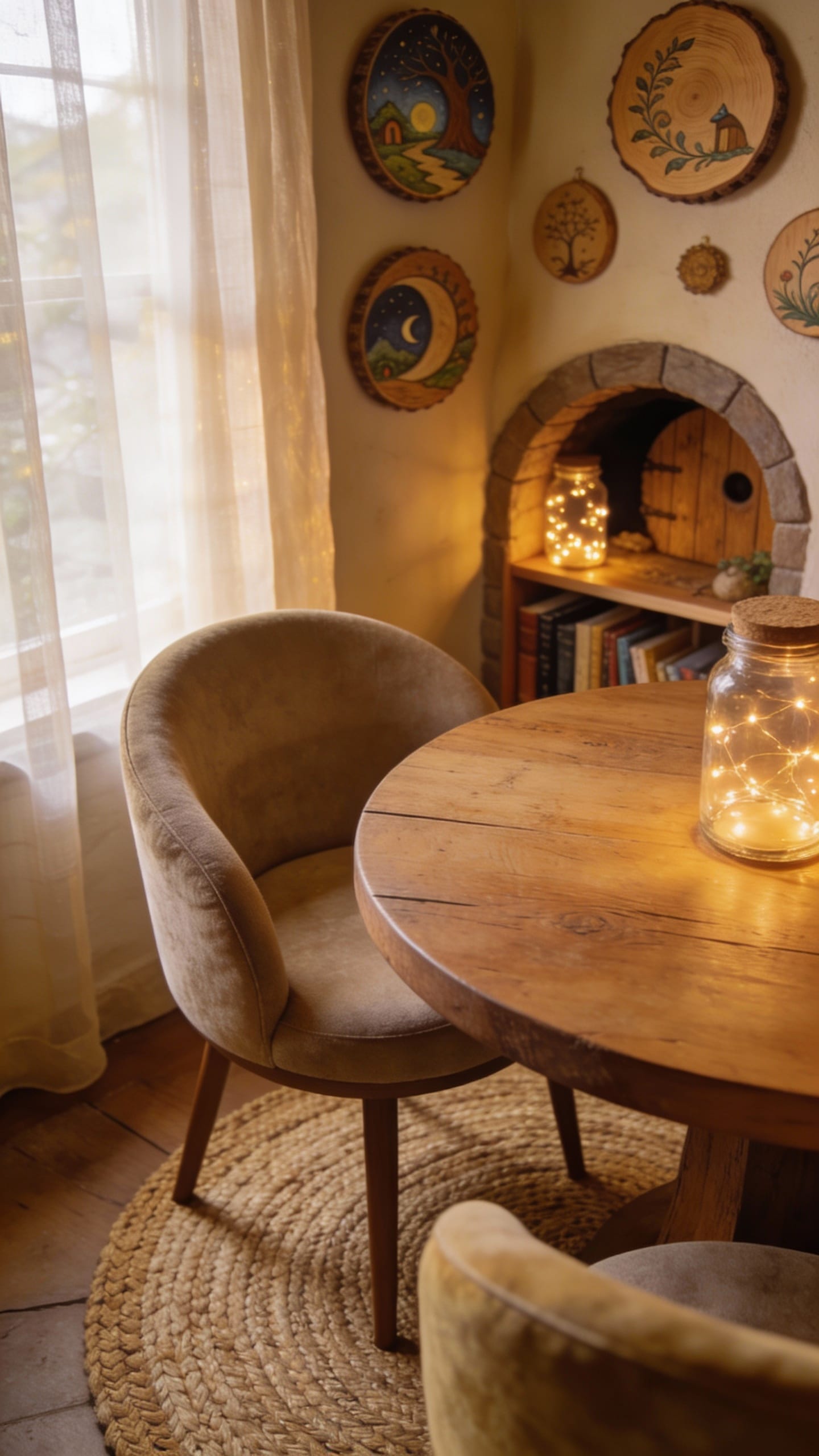 Hobbit-Inspired Dining Corner With Round Accents