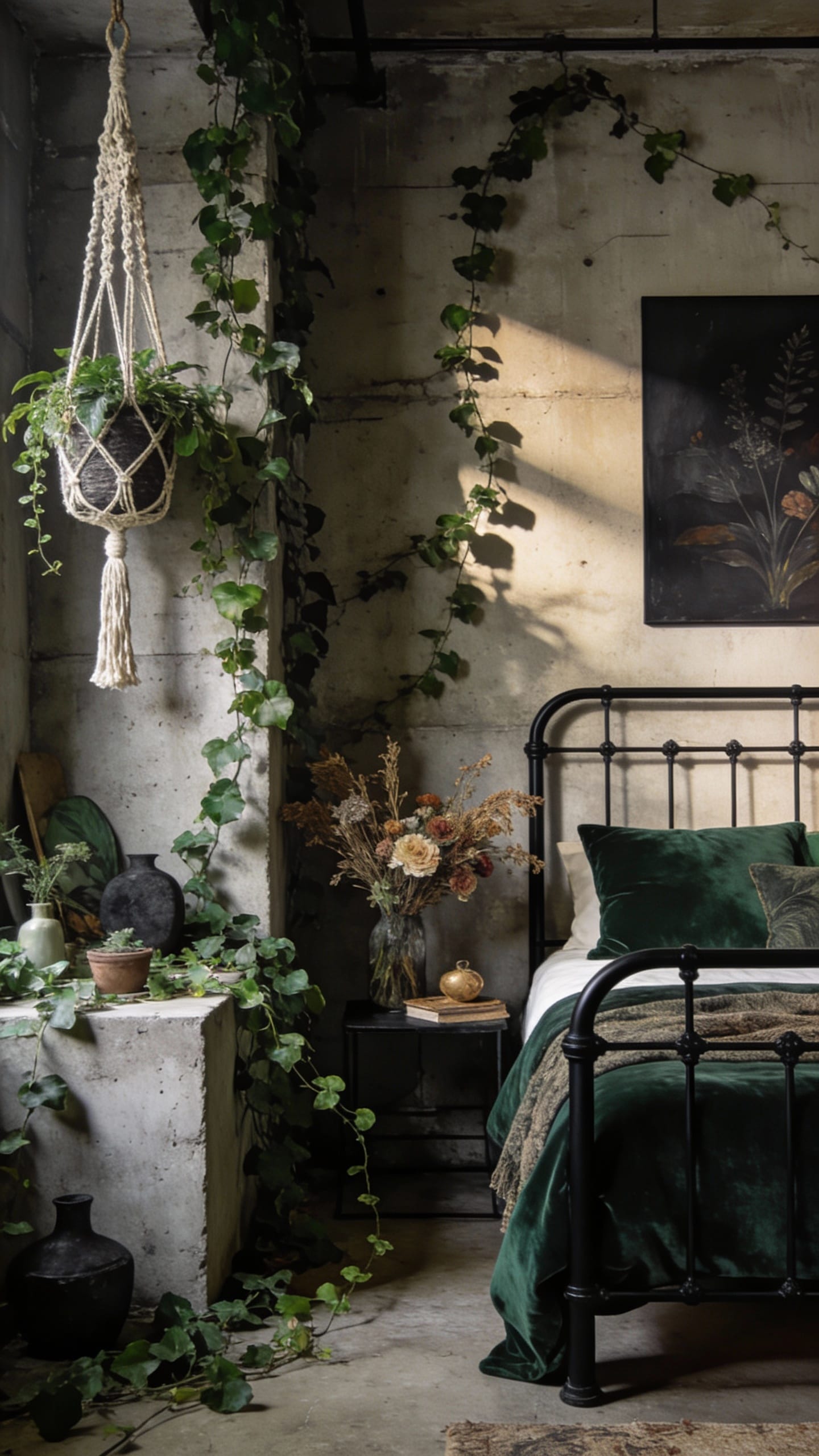 Industrial Botanic Loft With Concrete and Ivy