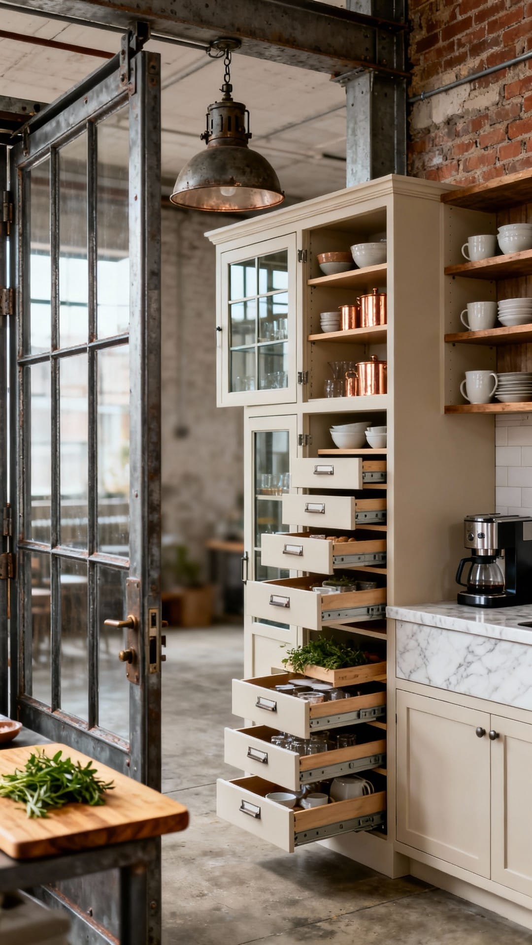 Industrial Loft Corner With Steel-Framed Doors