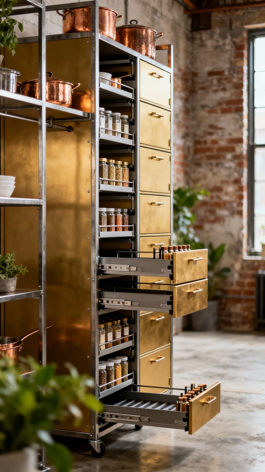 Industrial Loft with Steel-Framed Pullout Towers
