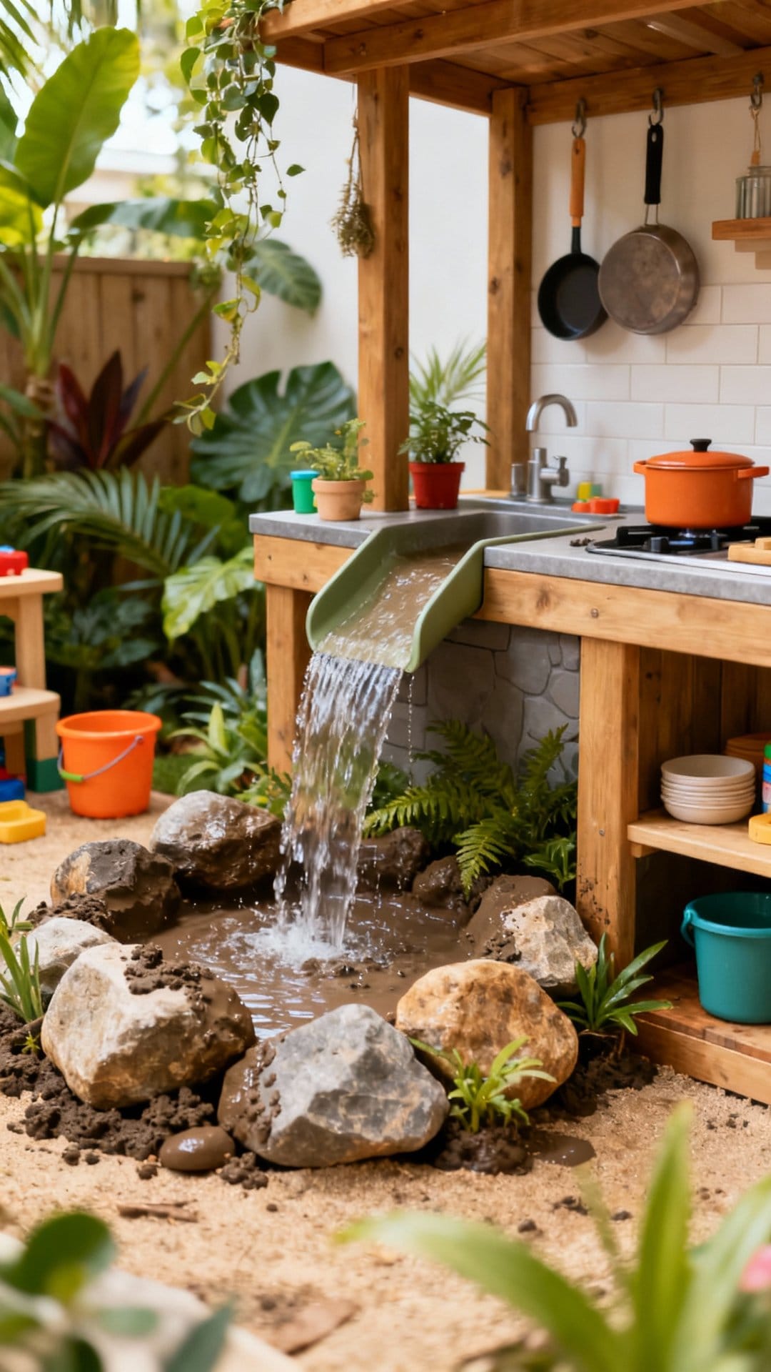 Jungle Explorer Station With Waterfall Runnel