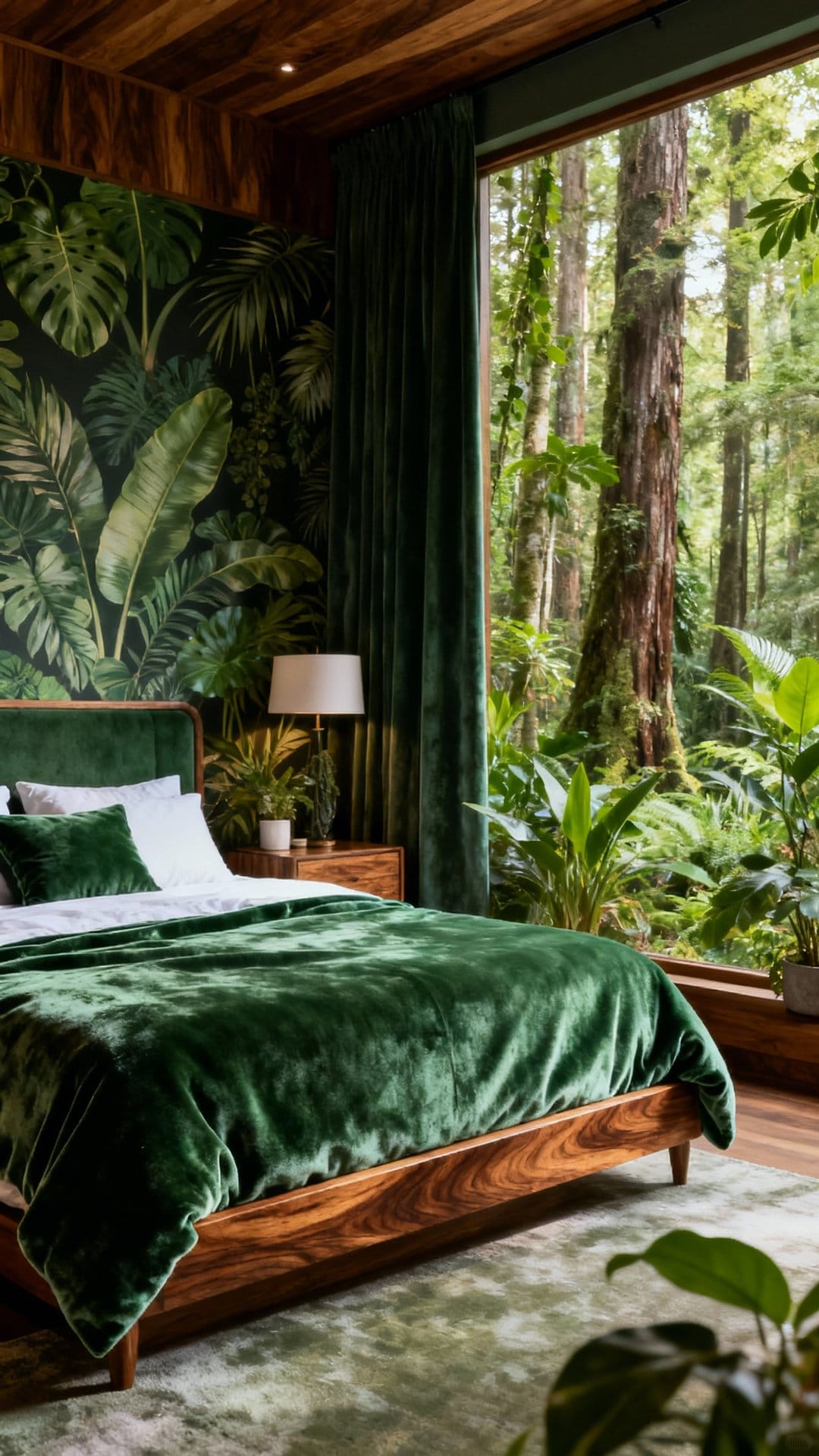 Lush Forest Retreat With Velvet and Walnut