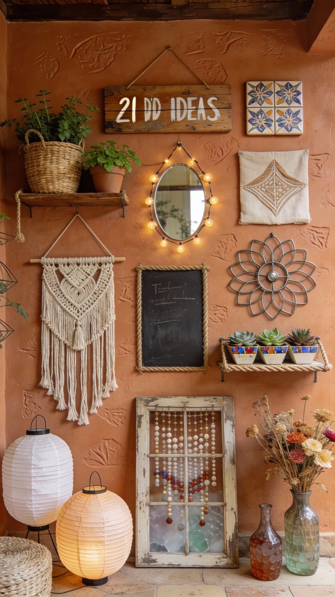 Mediterranean Patio Room With Terracotta Stamped Wall