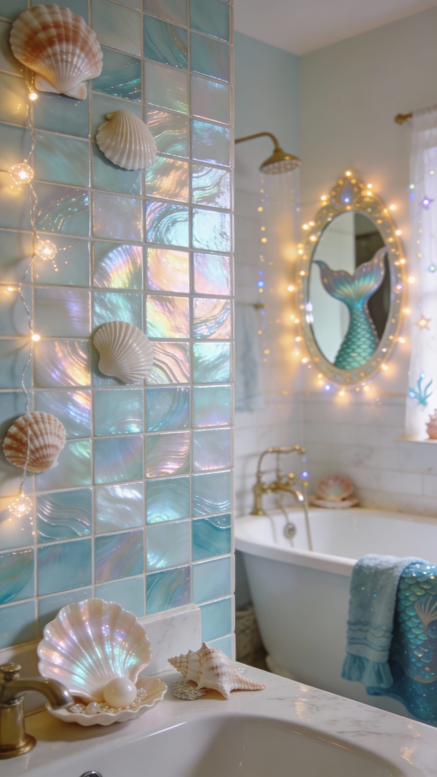 Mermaid Lagoon Bathroom With Iridescent Tile