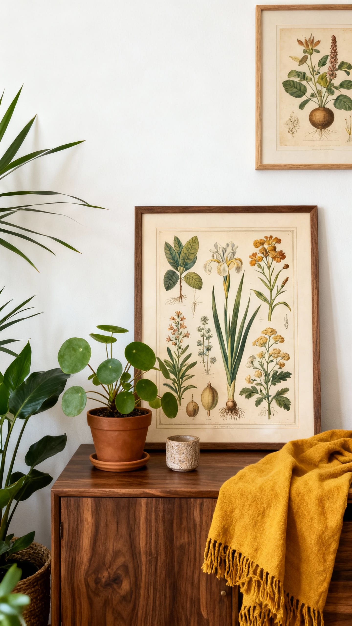 Mid-Century Botanical With Walnut and Mustard