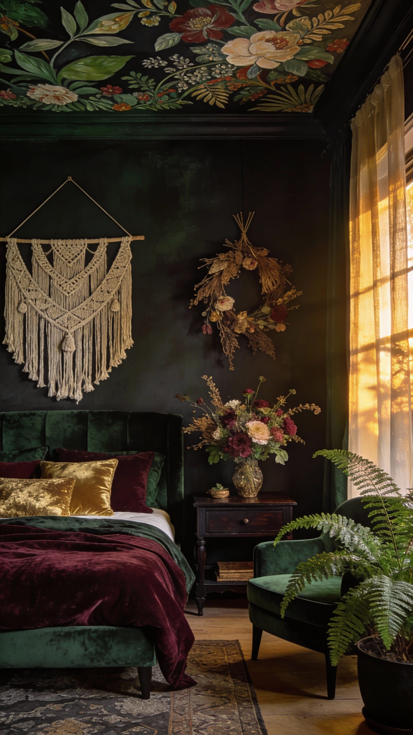 Midnight Botanicals With Painted Ceiling