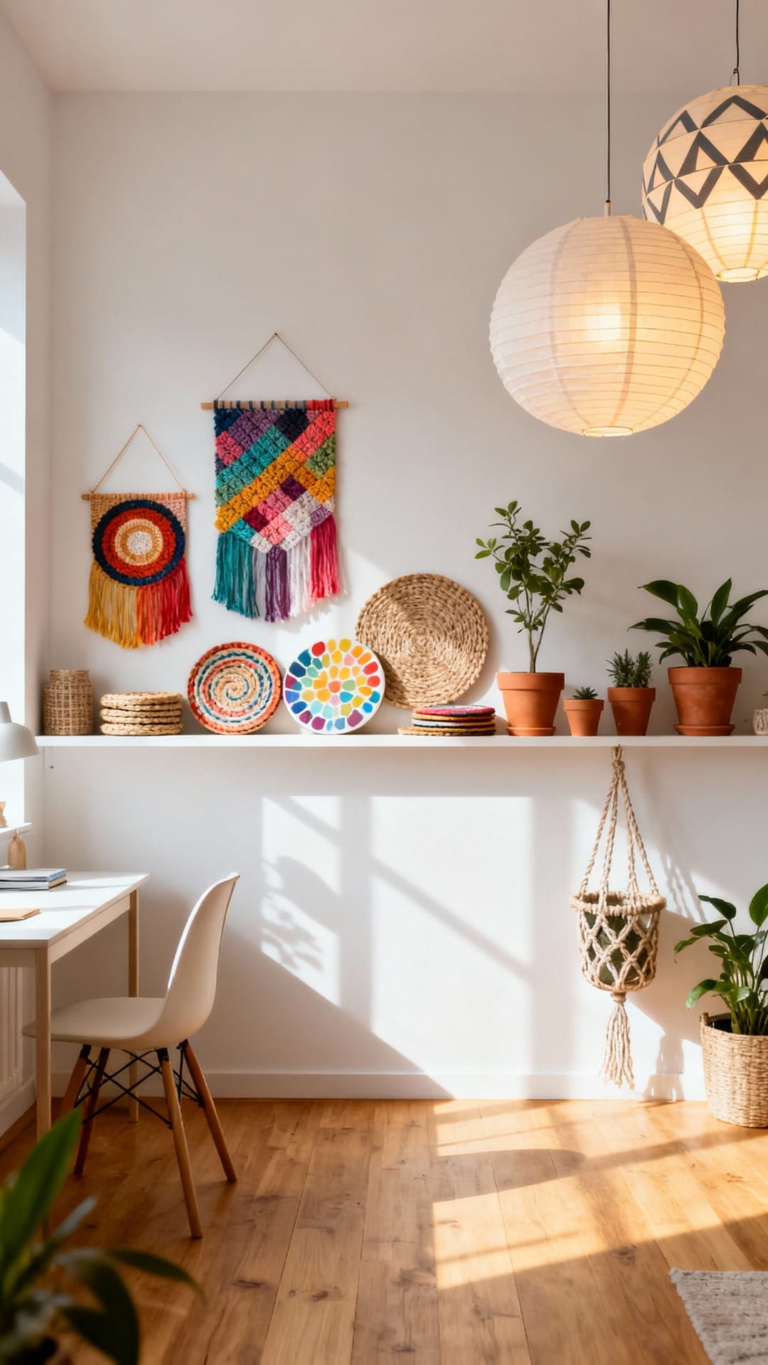 Minimal Nordic Studio With Paper Lanterns