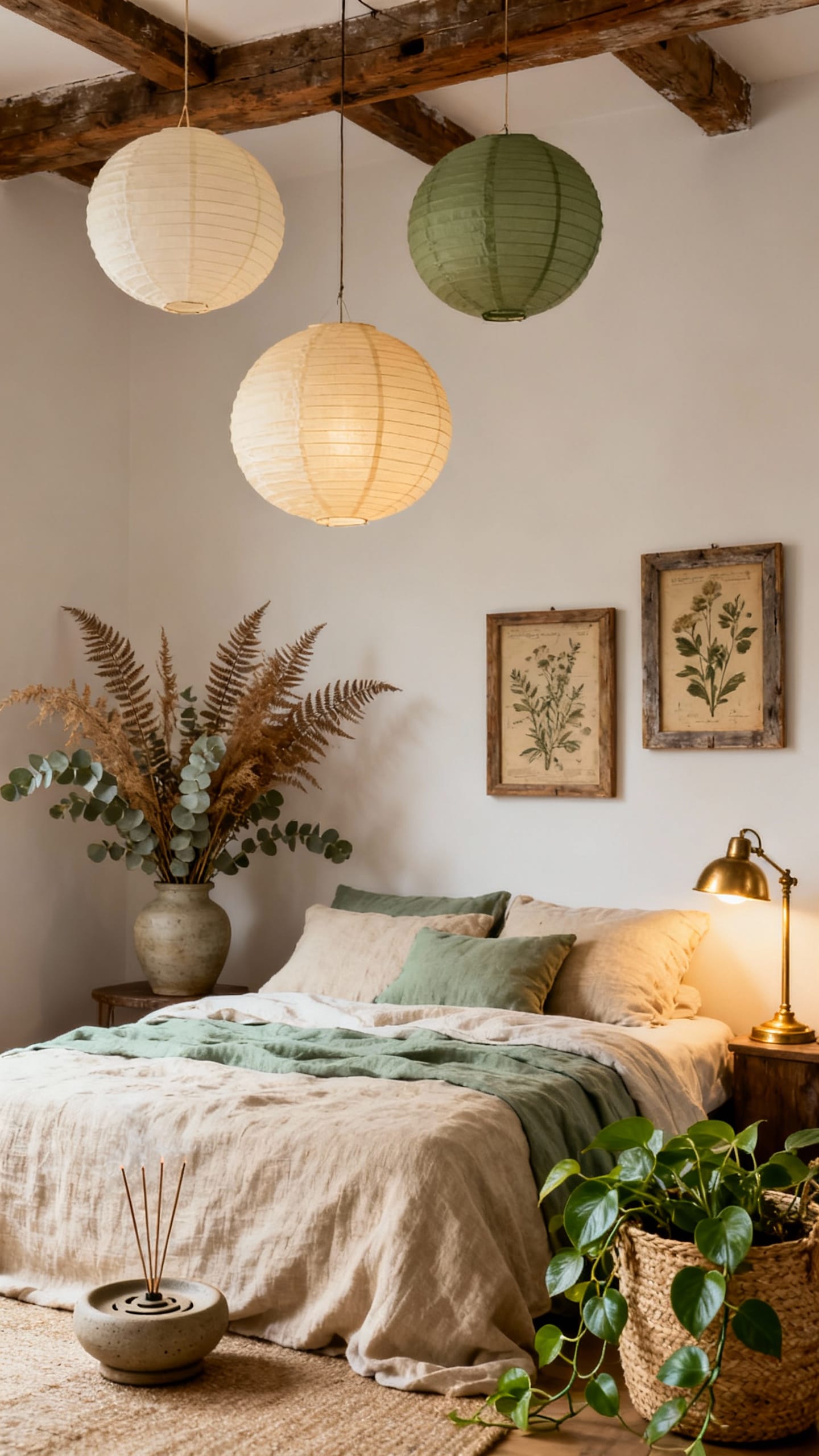 Minimalist Botanical Zen With Paper Lanterns