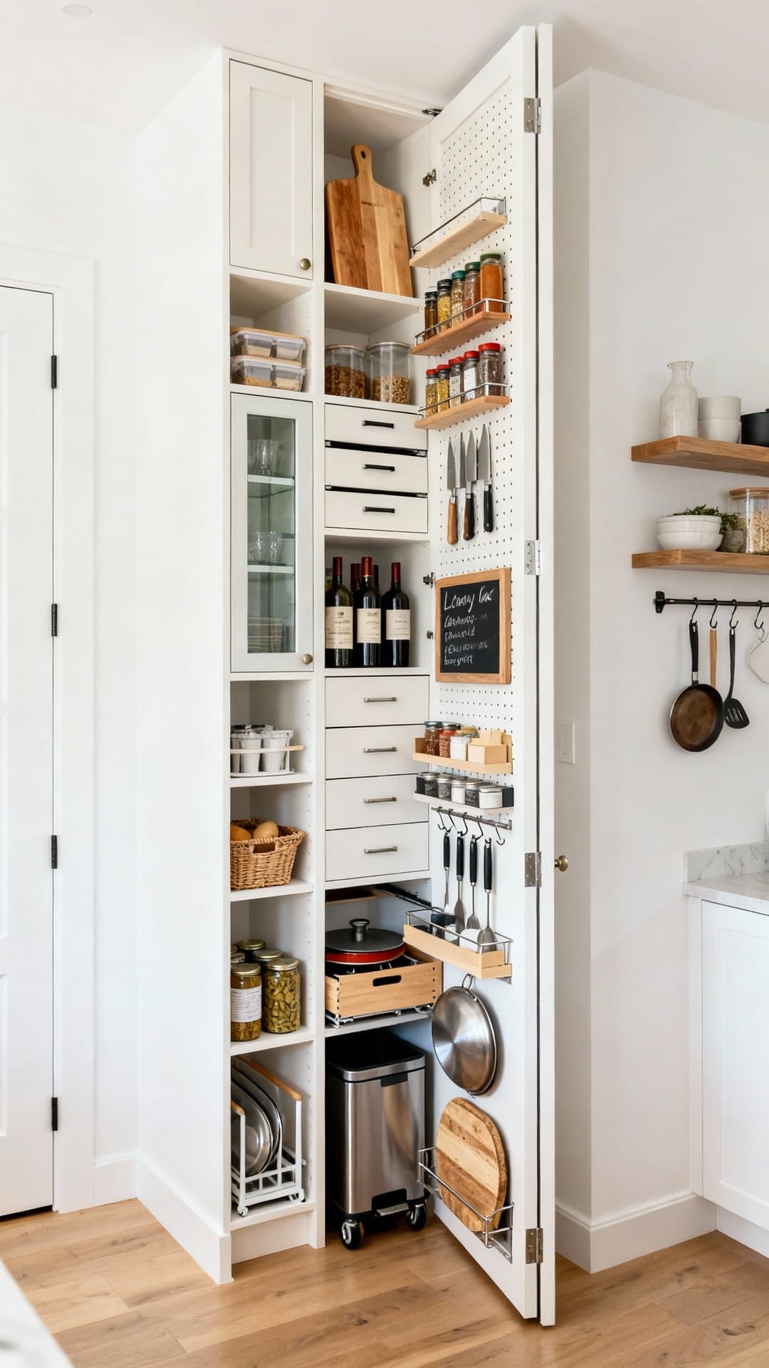 Minimalist Pocket-Door Pantry Wall