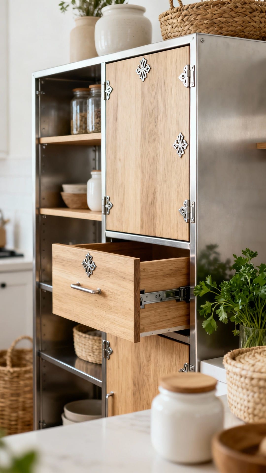 Modern Steel-and-Wood Pantry Locker