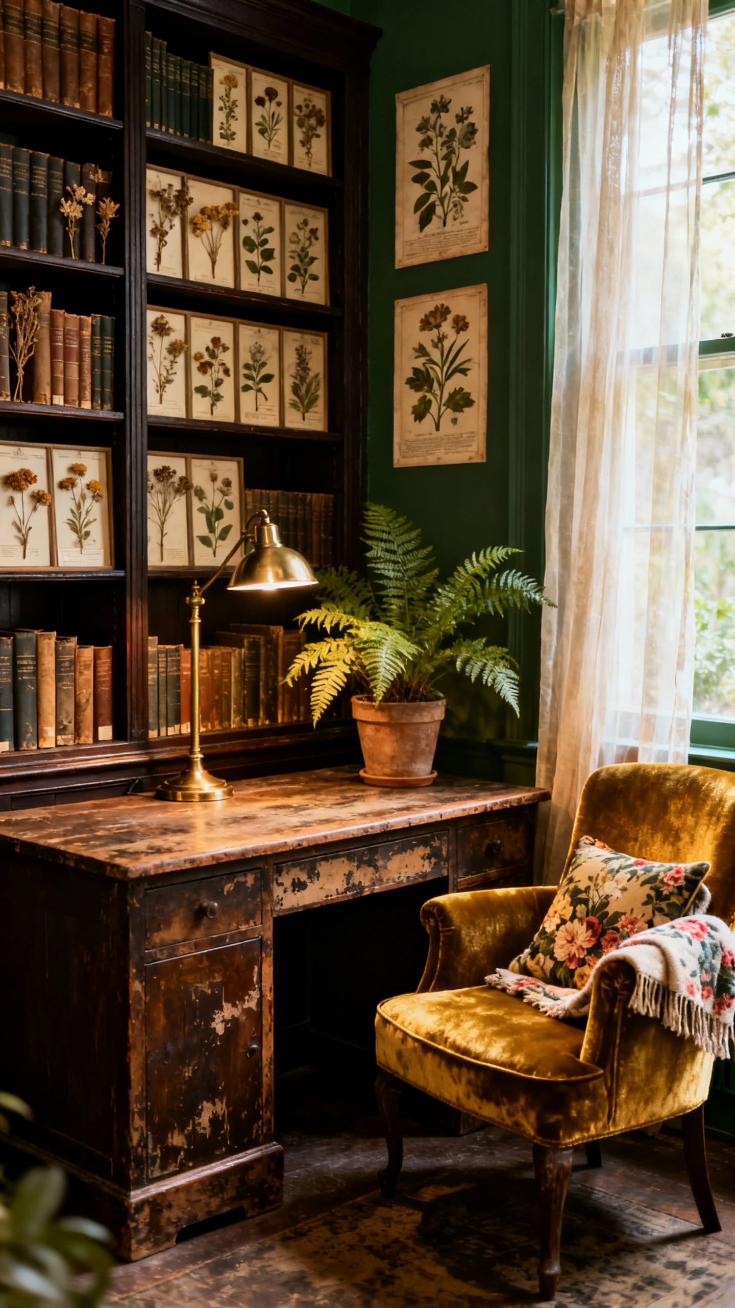 Moody Botanical Library With Dark Woods