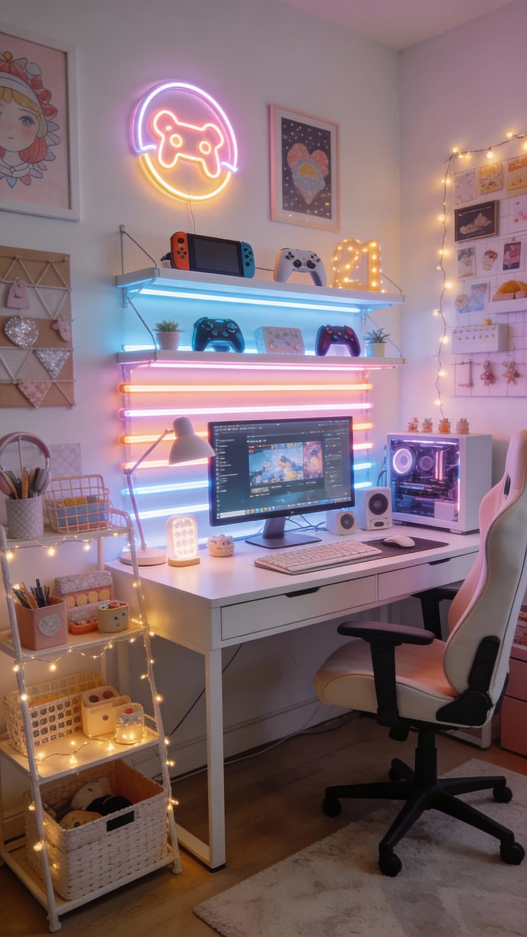 Neon Gamer Setup With LED Layers