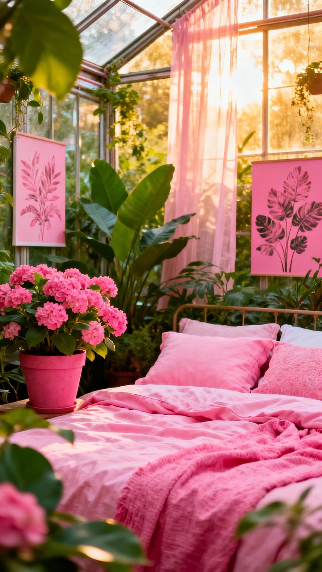 Neon Pink Pop in a Greenhouse Scheme