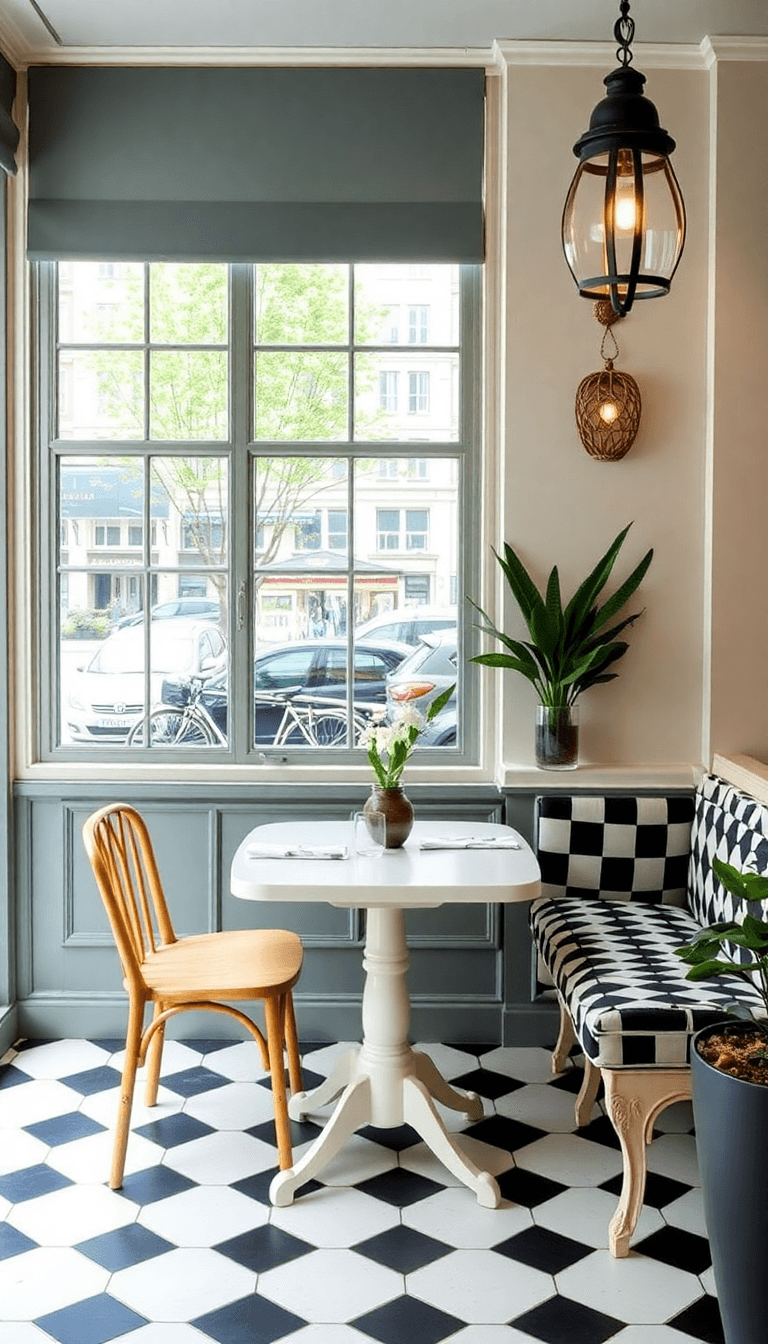 Parisian Café With Black-and-White Checks