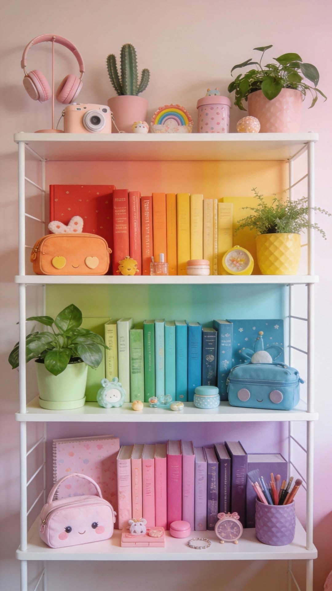 Rainbow Shelfie With Color-Coded Joy